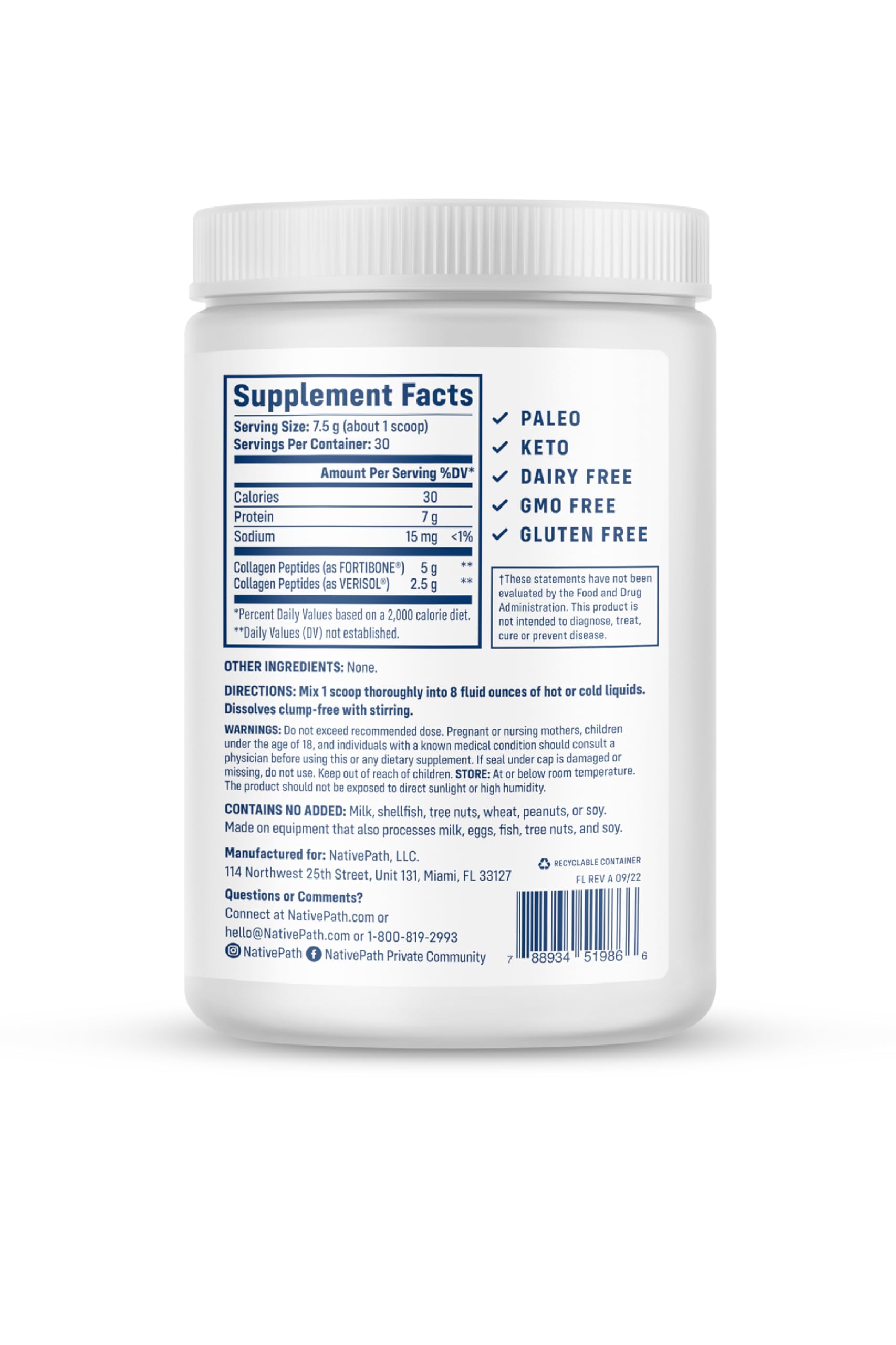 Foto 4 pulgar | Suplemento De Colágeno Nativepath Bone Health, 230 Ml, 30 Porciones - Venta Internacional.