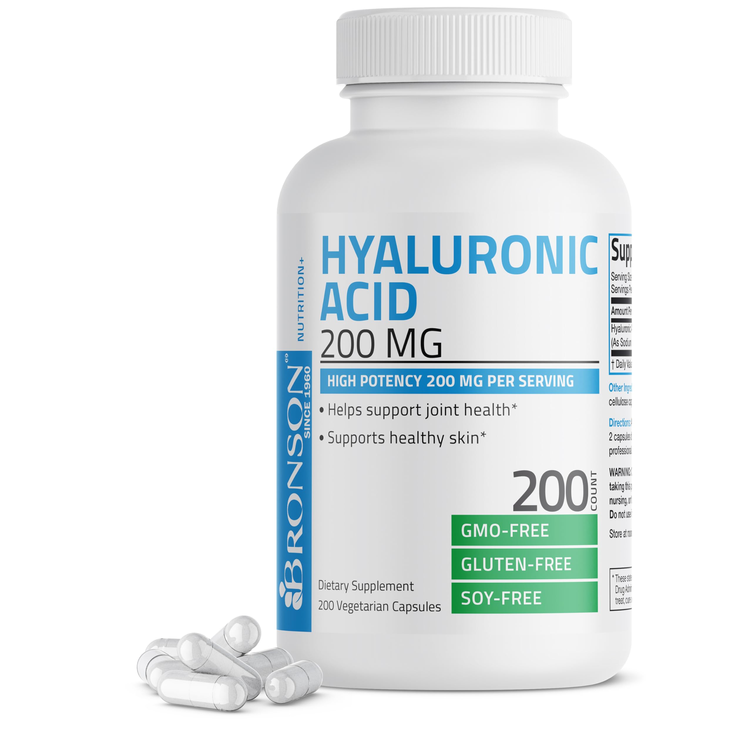 Foto 2 pulgar | Suplemento De Ácido Hialurónico Bronson De 200 Mg Para Apoyar Las Articulaciones Y La Piel - Venta Internacional.