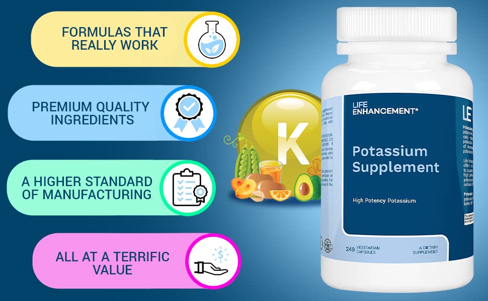 Foto 6 pulgar | Suplemento De Potasio Life Enhance, 1020 Mg, 240 Cápsulas - Venta Internacional.
