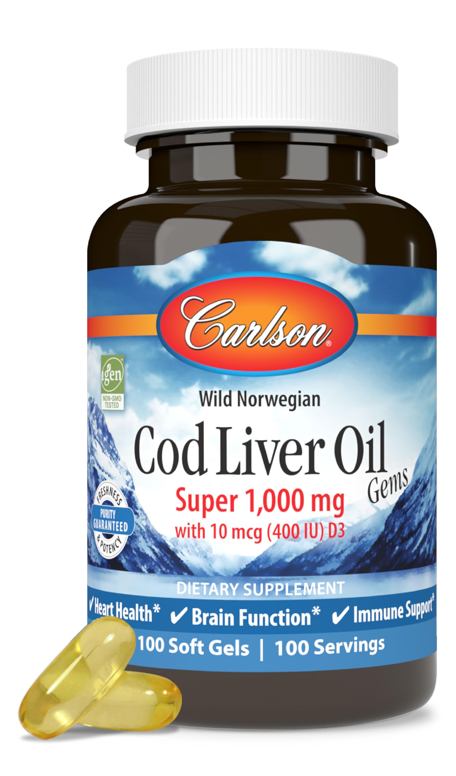 Foto 2 pulgar | Suplemento De Aceite De Hígado De Bacalao Carlson Super 1000 Mg A&d3 100 Cápsulas Blandas - Venta Internacional.