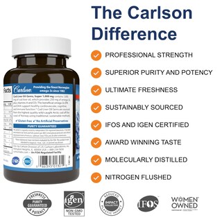 Foto 2 | Suplemento De Aceite De Hígado De Bacalao Carlson Super 1000 Mg A&d3 100 Cápsulas Blandas - Venta Internacional.
