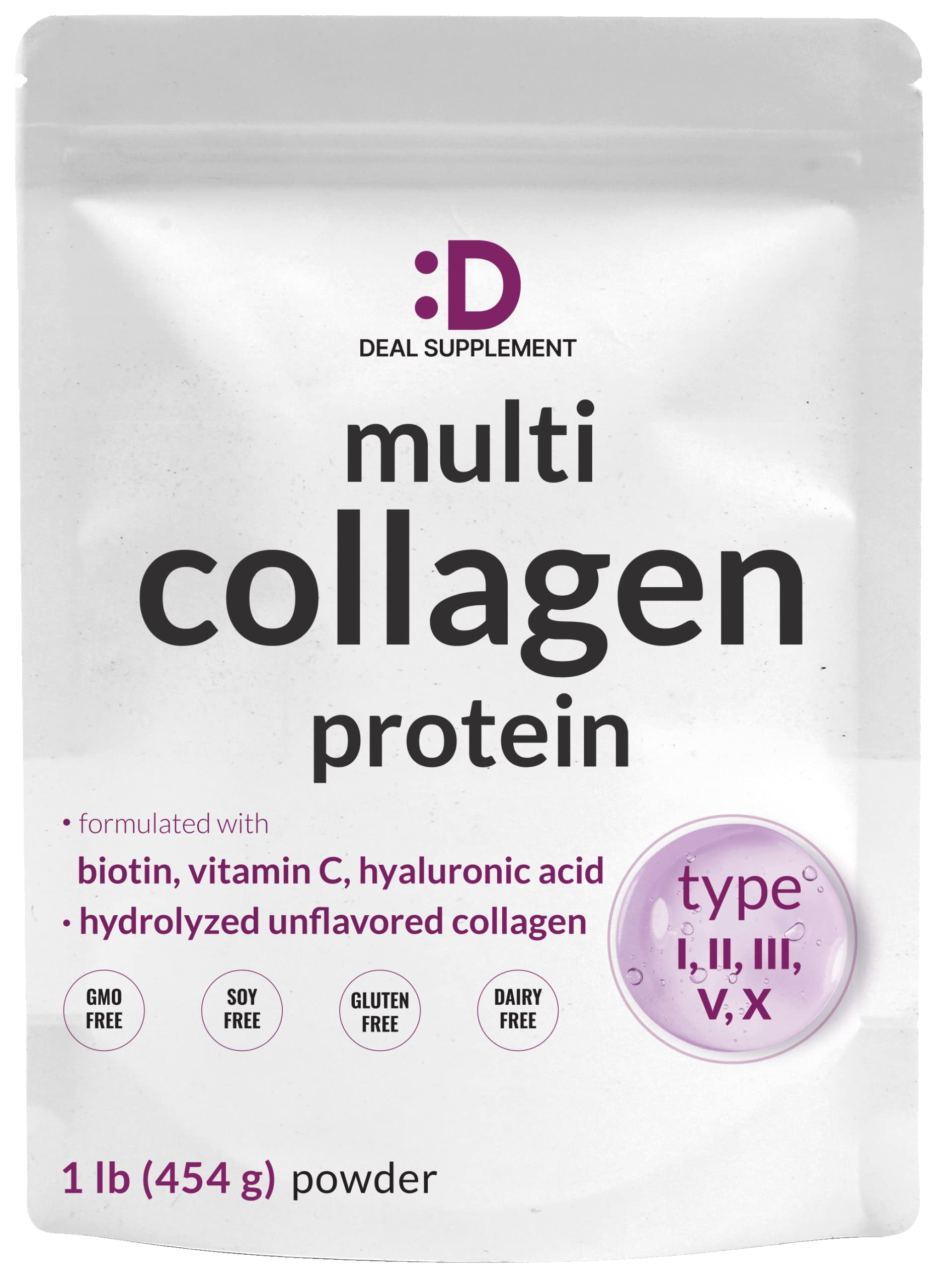 Foto 2 pulgar | Suplemento De Oferta De Proteína De Colágeno En Polvo, 454 G, Tipo I, Ii, Iii, V, X - Venta Internacional.