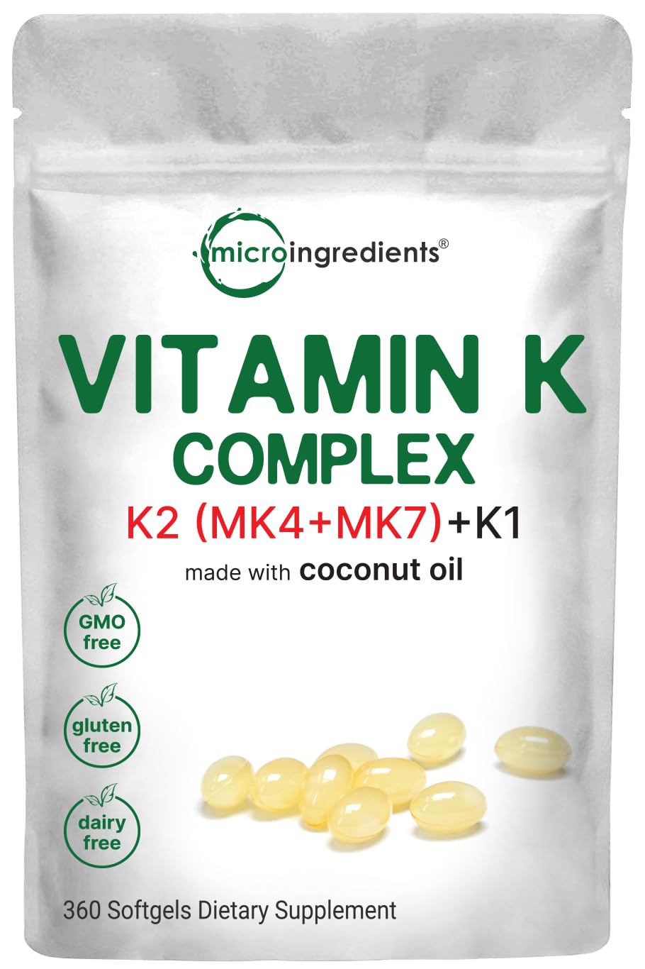 Foto 2 pulgar | Microingredientes Del Complejo De Vitamina K 360 Cápsulas Blandas - Venta Internacional.