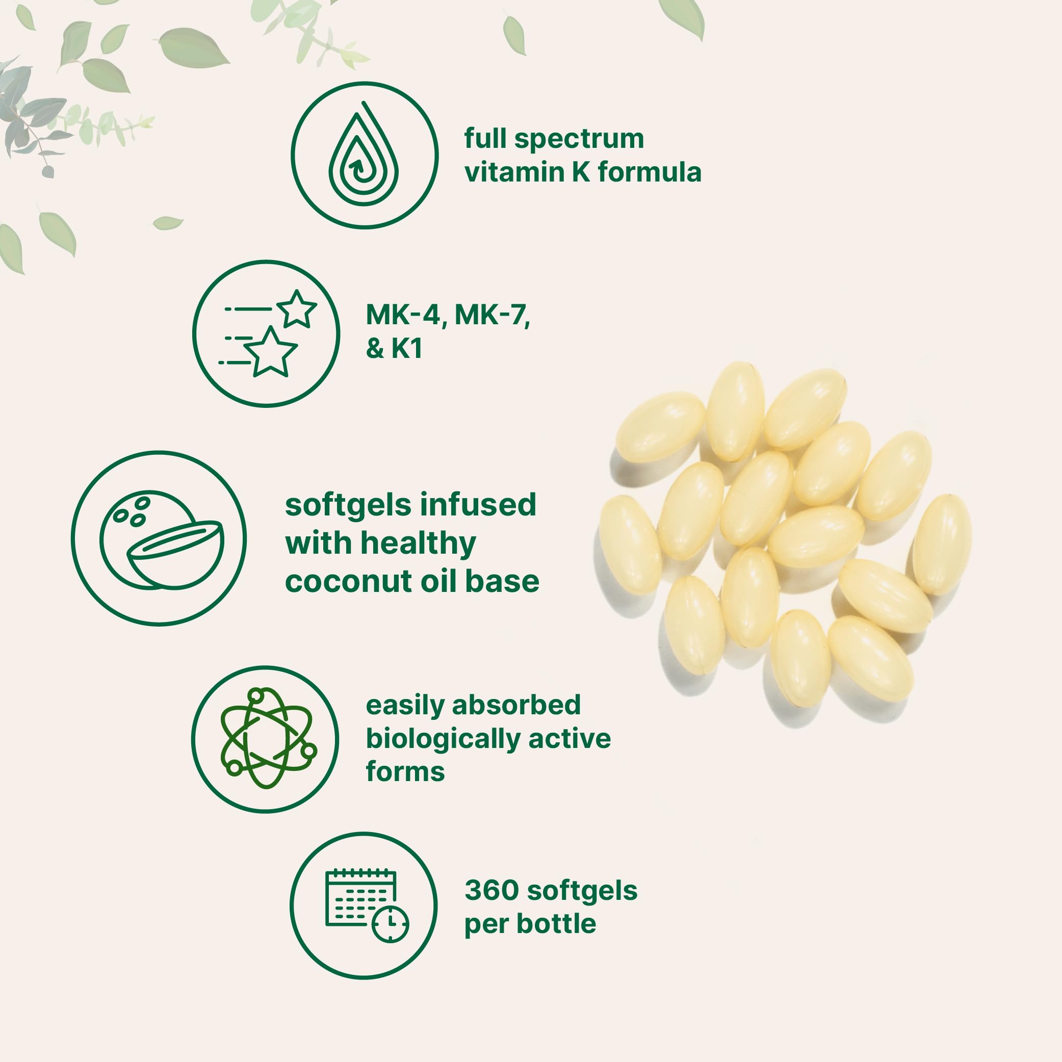 Foto 3 | Microingredientes Del Complejo De Vitamina K 360 Cápsulas Blandas - Venta Internacional.