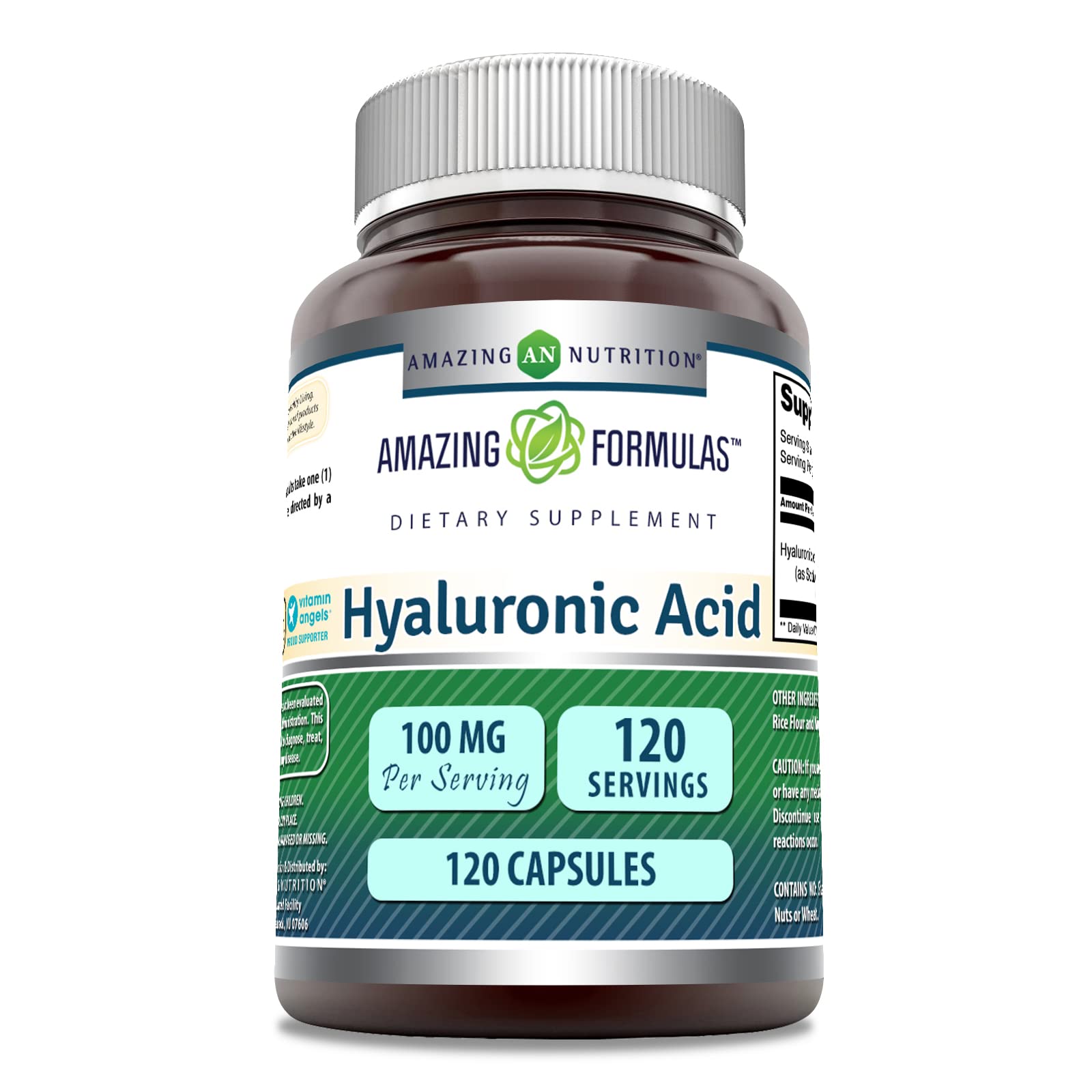 Foto 2 pulgar | Suplemento De Ácido Hialurónico Amazing Formulas 100 Mg 120 Cápsulas - Venta Internacional.