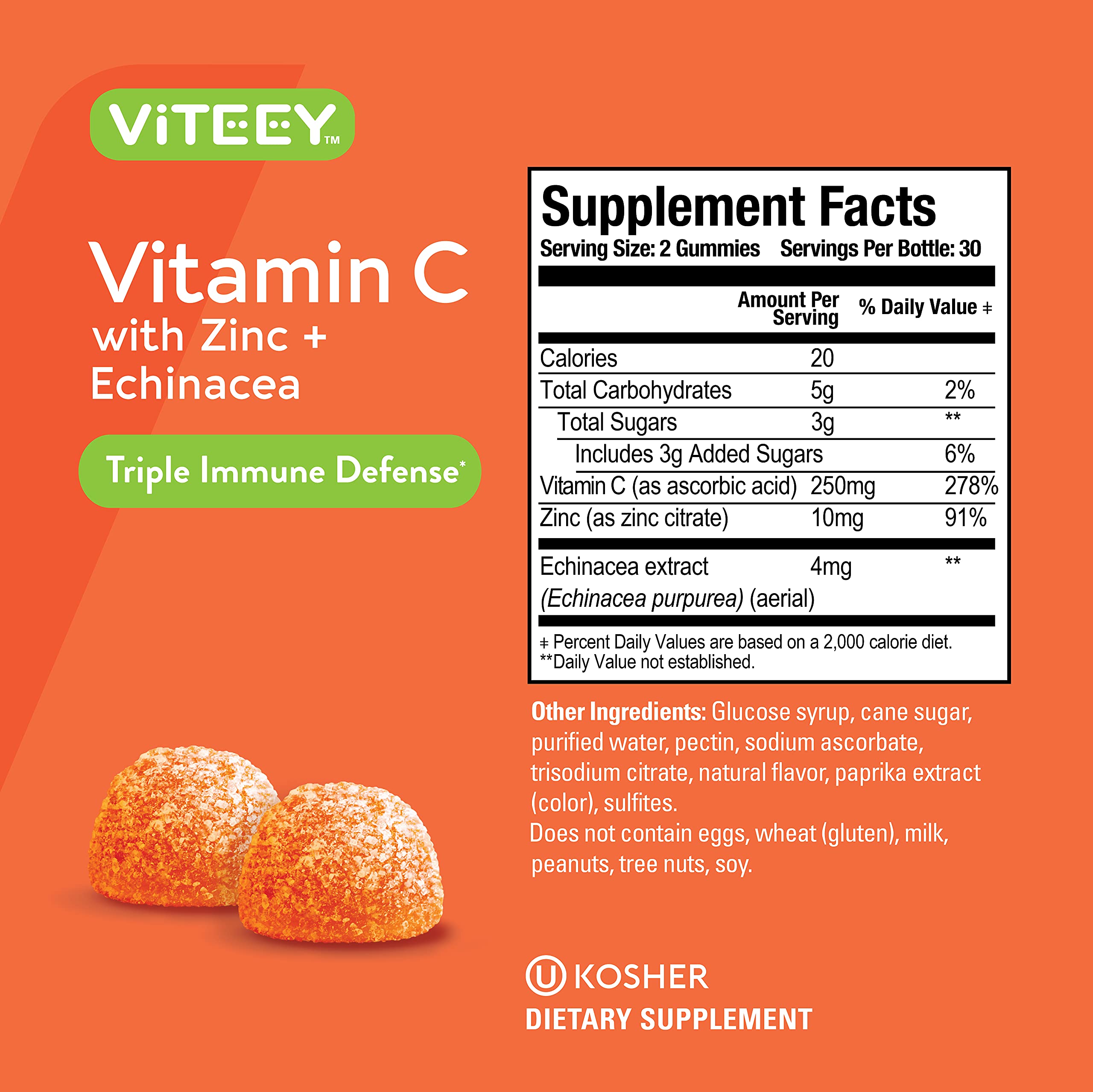 Foto 5 pulgar | Gomitas De Vitamina C Viteey Para Adultos Y Adolescentes Con Zinc Y Equinácea - Venta Internacional.