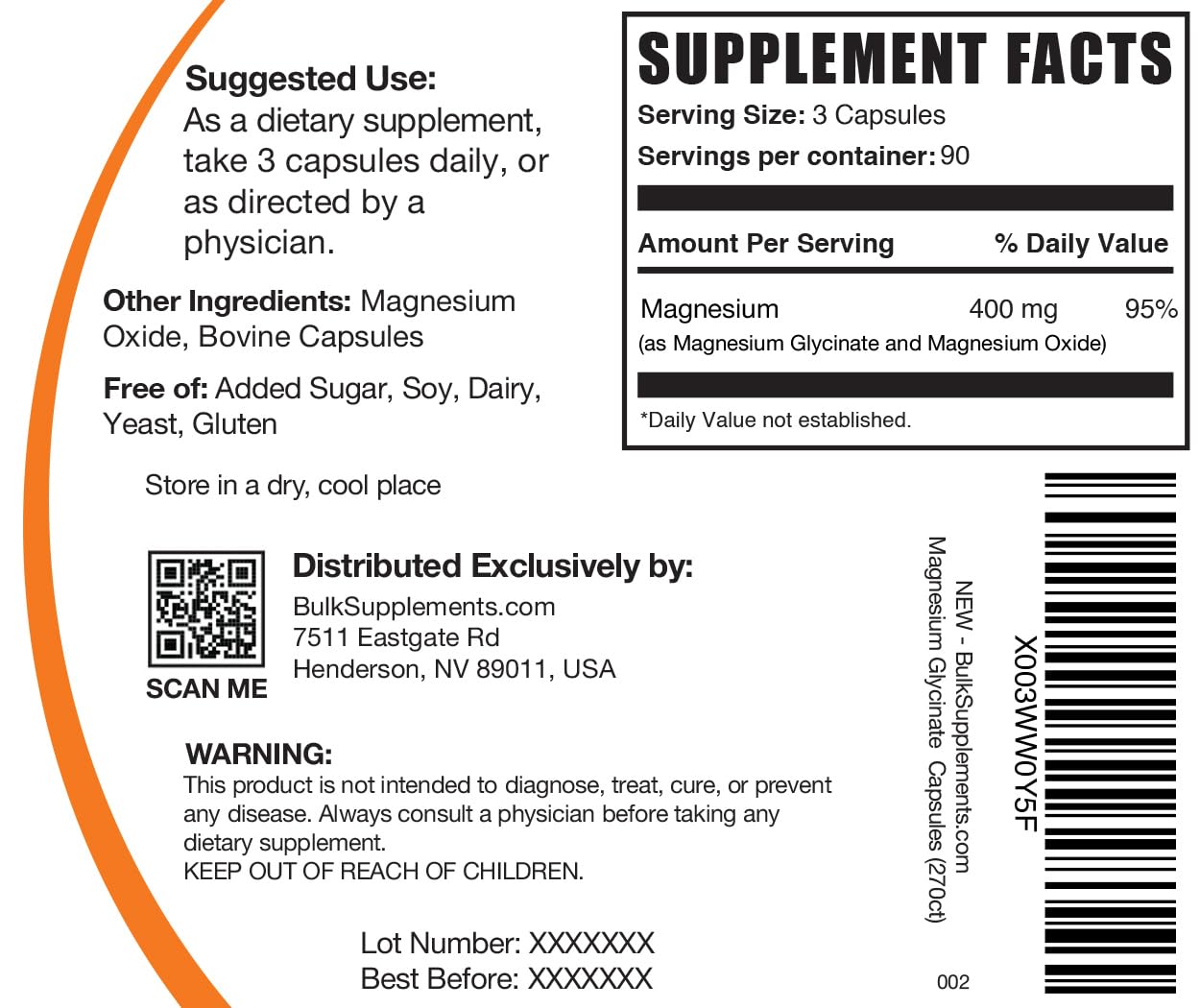Foto 8 pulgar | Suplemento De Glicinato De Magnesio A Granel, 400 Mg, 270 Cápsulas - Venta Internacional.