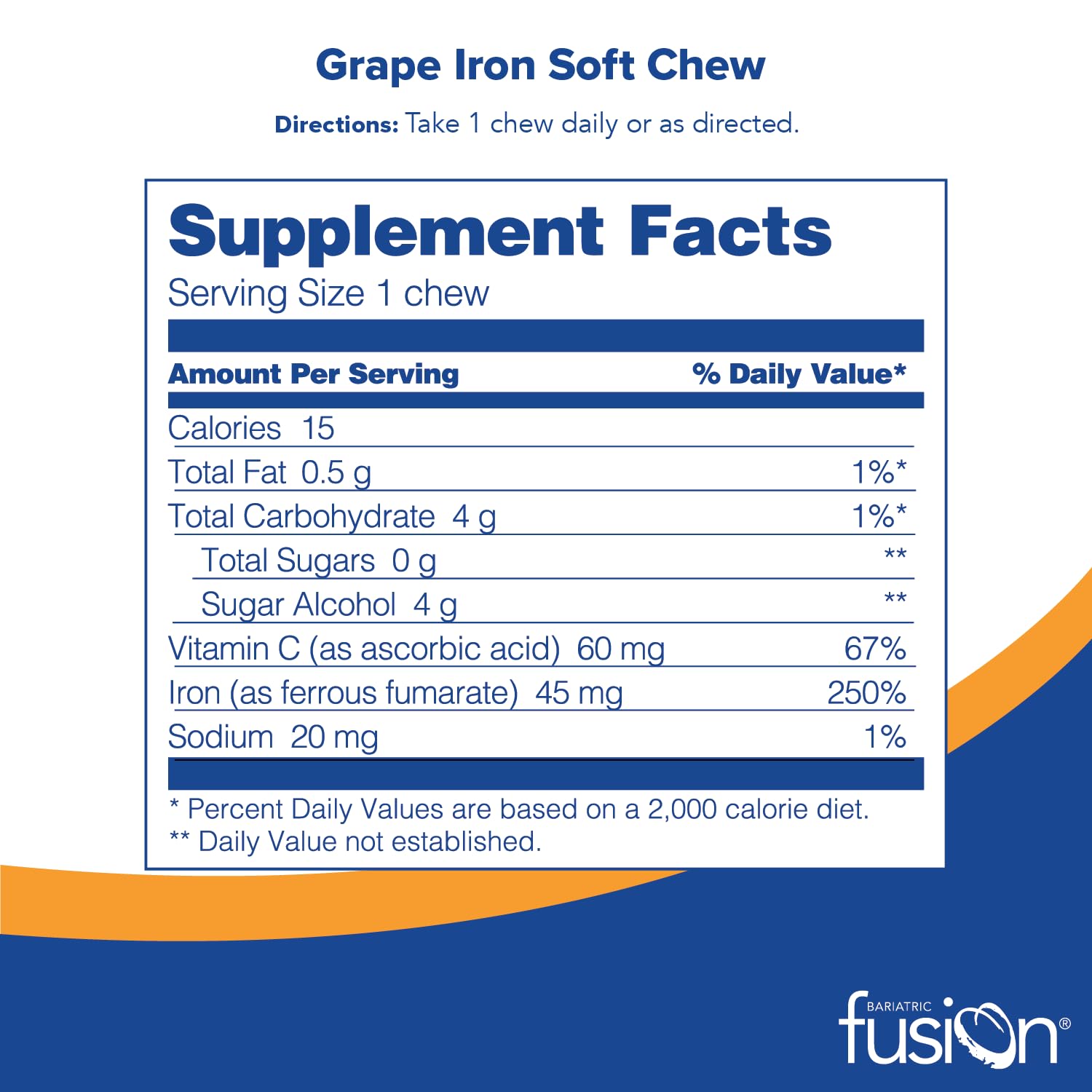 Foto 3 pulgar | Suplemento De Hierro Bariatric Fusion Iron Soft Chew, 45 Mg, 60 Unidades - Venta Internacional.