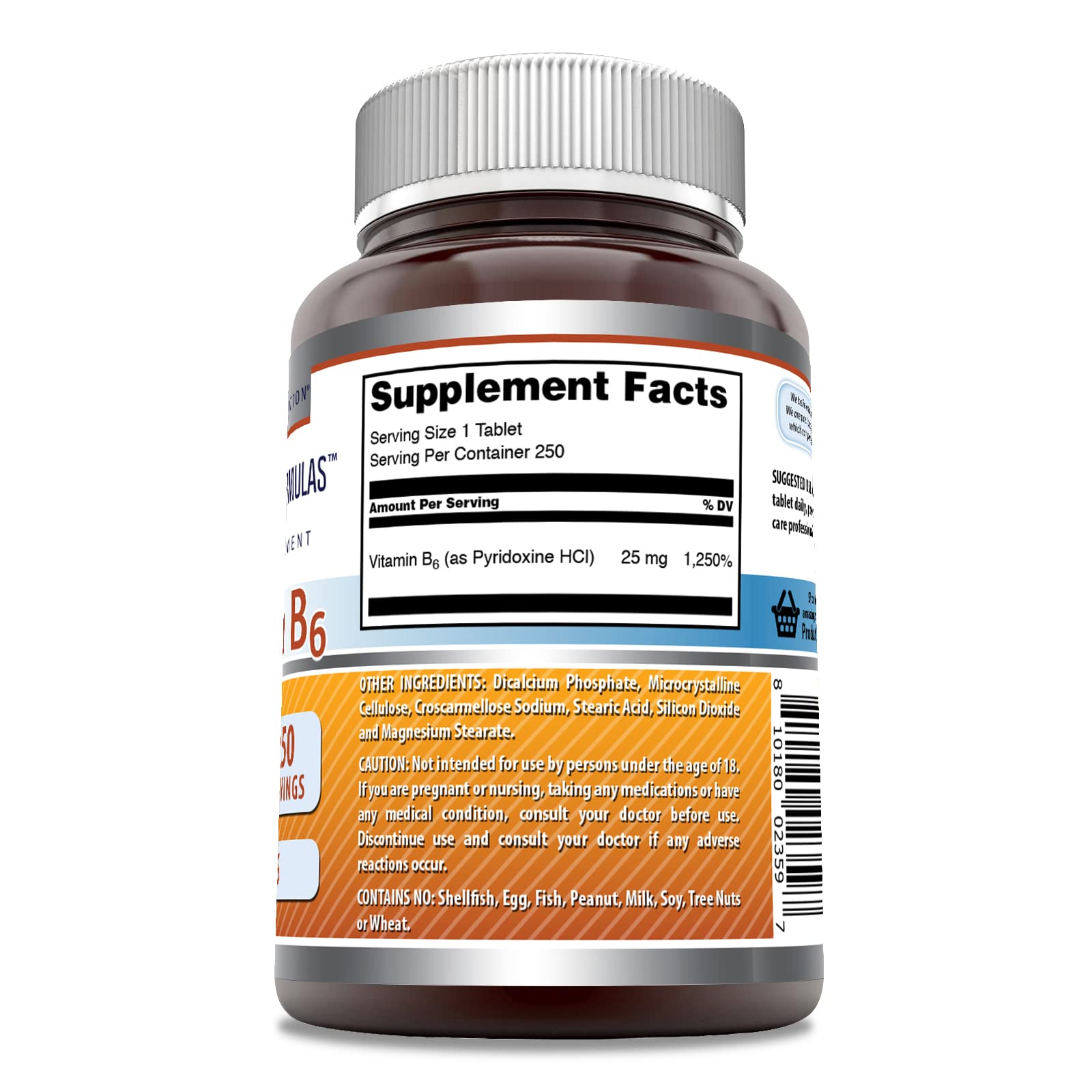 Foto 3 pulgar | Suplemento Amazing Formulas Con Vitamina B6, Piridoxina, 25 Mg, 250 Comprimidos - Venta Internacional.