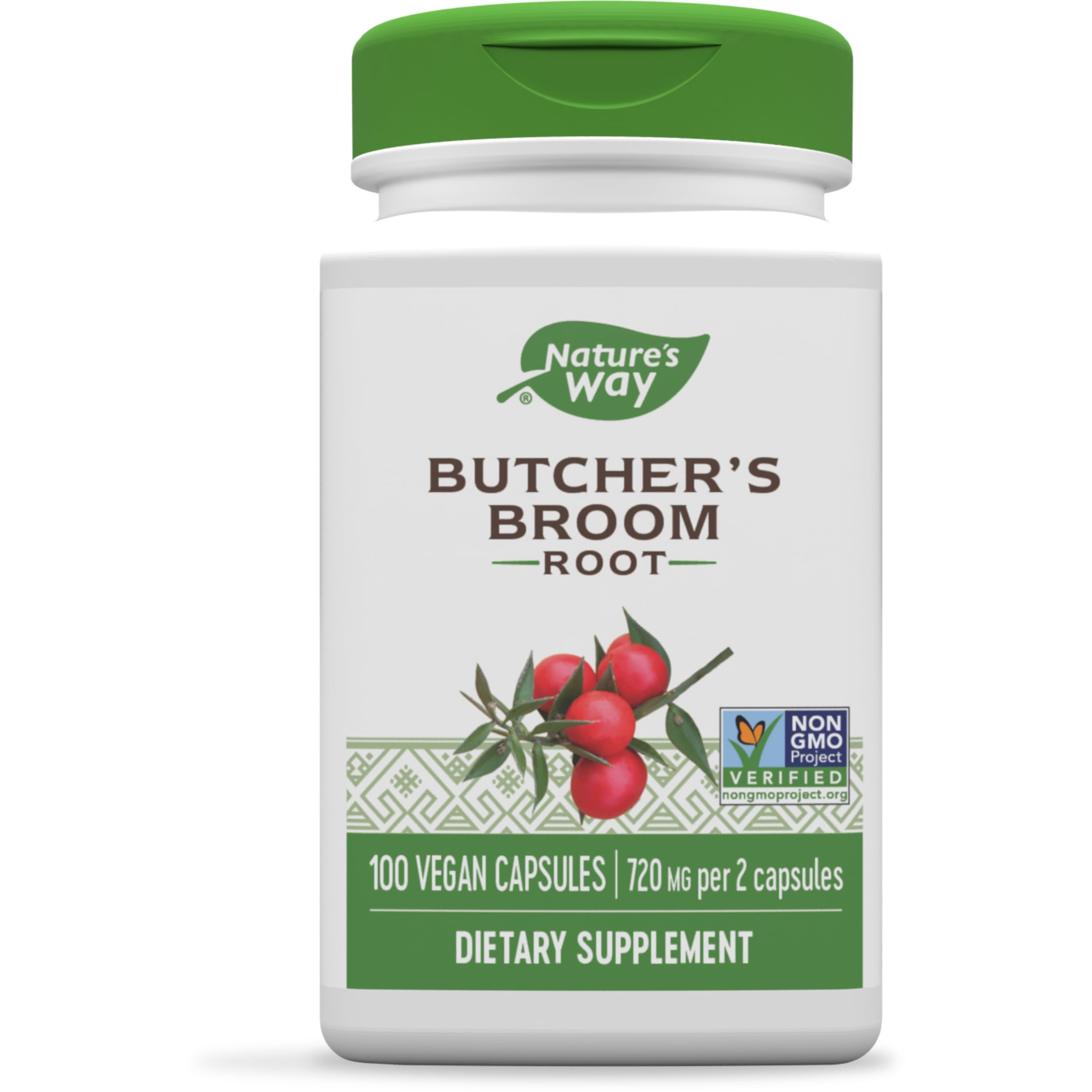 Foto 2 pulgar | Suplemento Nature's Way Butcher's Broom Root 100 Cápsulas Veganas - Venta Internacional.
