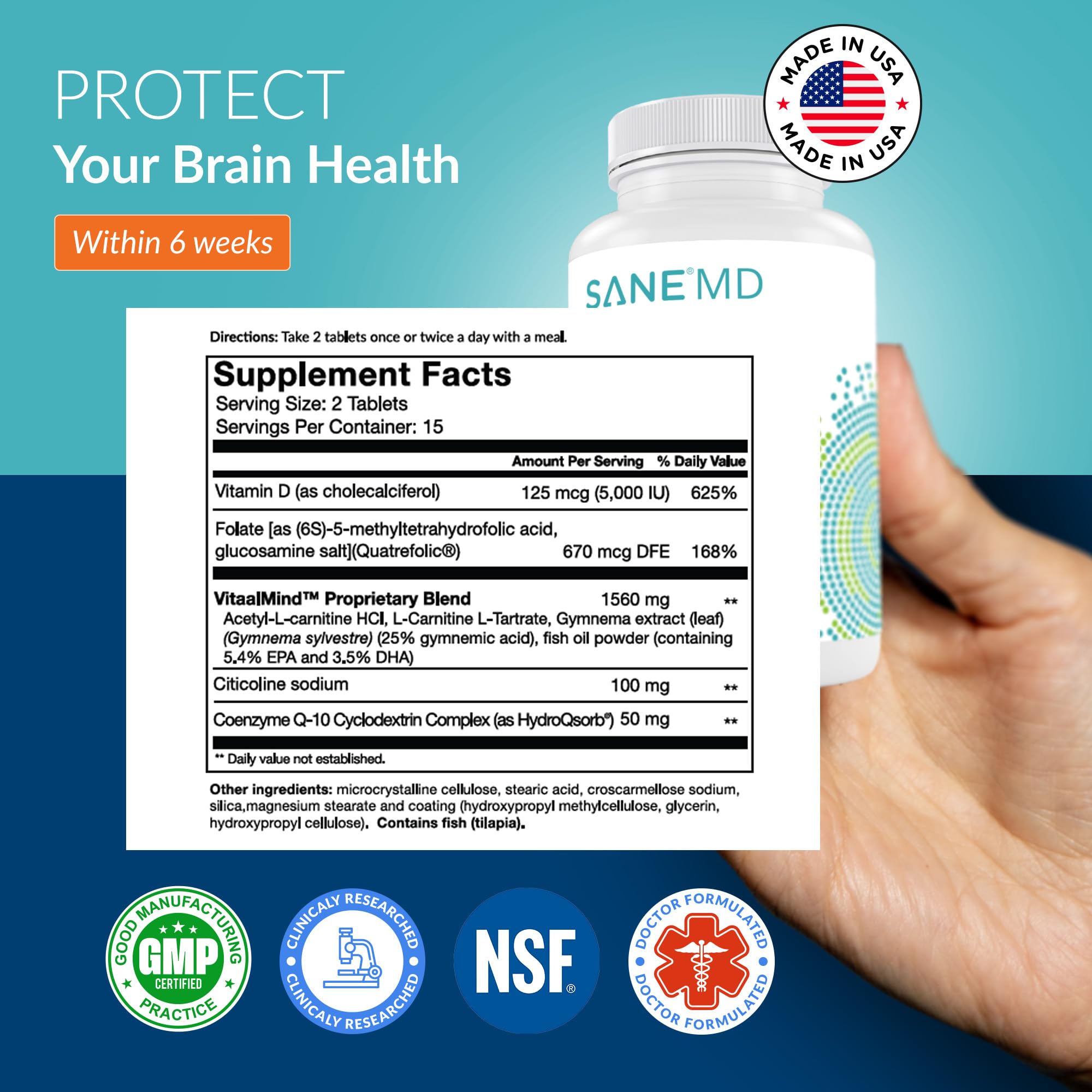 Foto 3 pulgar | Suplemento Sane Md Vitaae Citicoline Para La Salud Del Cerebro - Venta Internacional.