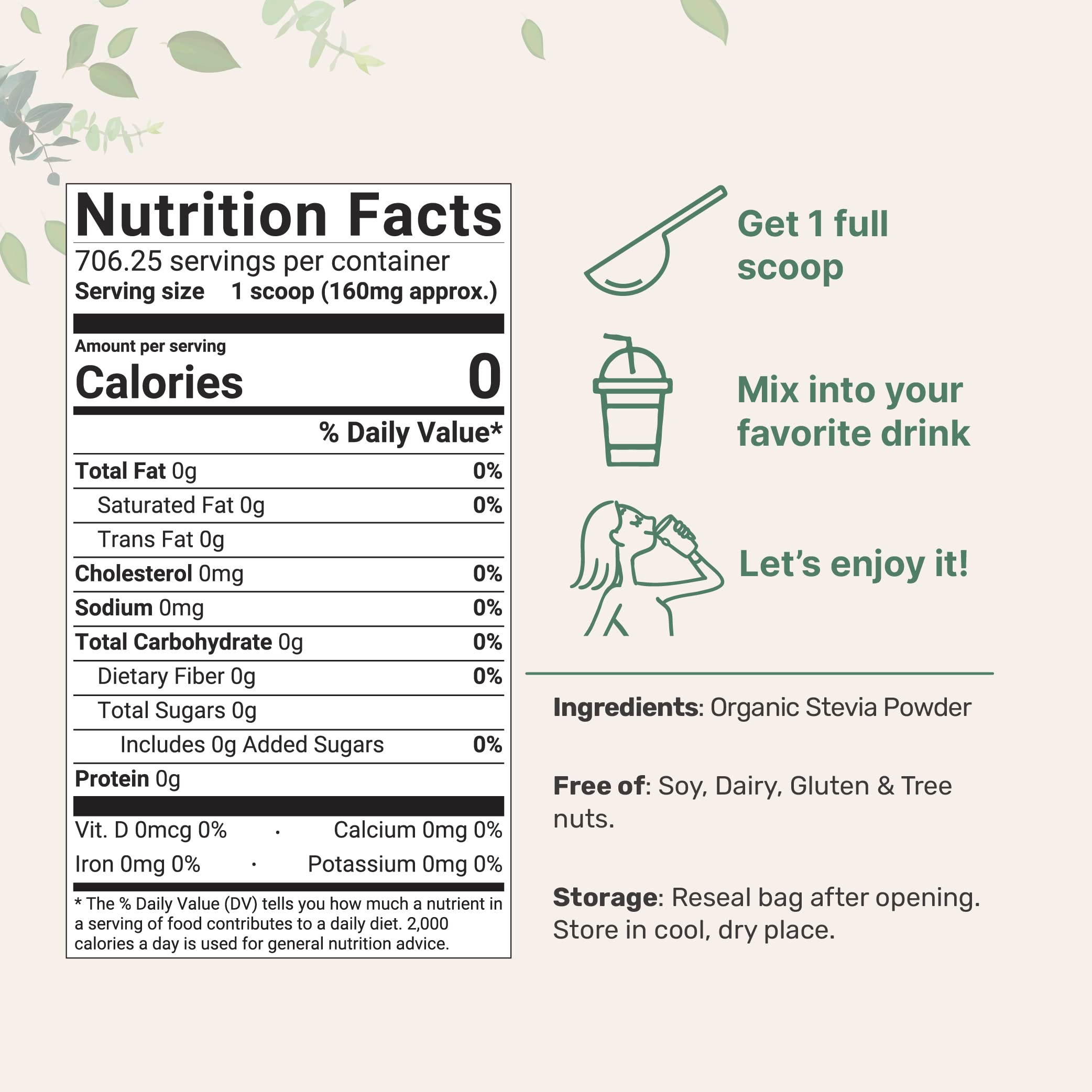 Foto 3 pulgar | Microingredientes De Stevia En Polvo, 120 Ml, 706 Porciones, 0 Calorías - Venta Internacional.