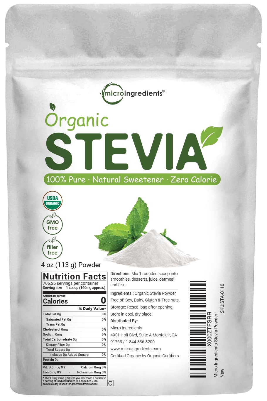 Foto 8 pulgar | Microingredientes De Stevia En Polvo, 120 Ml, 706 Porciones, 0 Calorías - Venta Internacional.