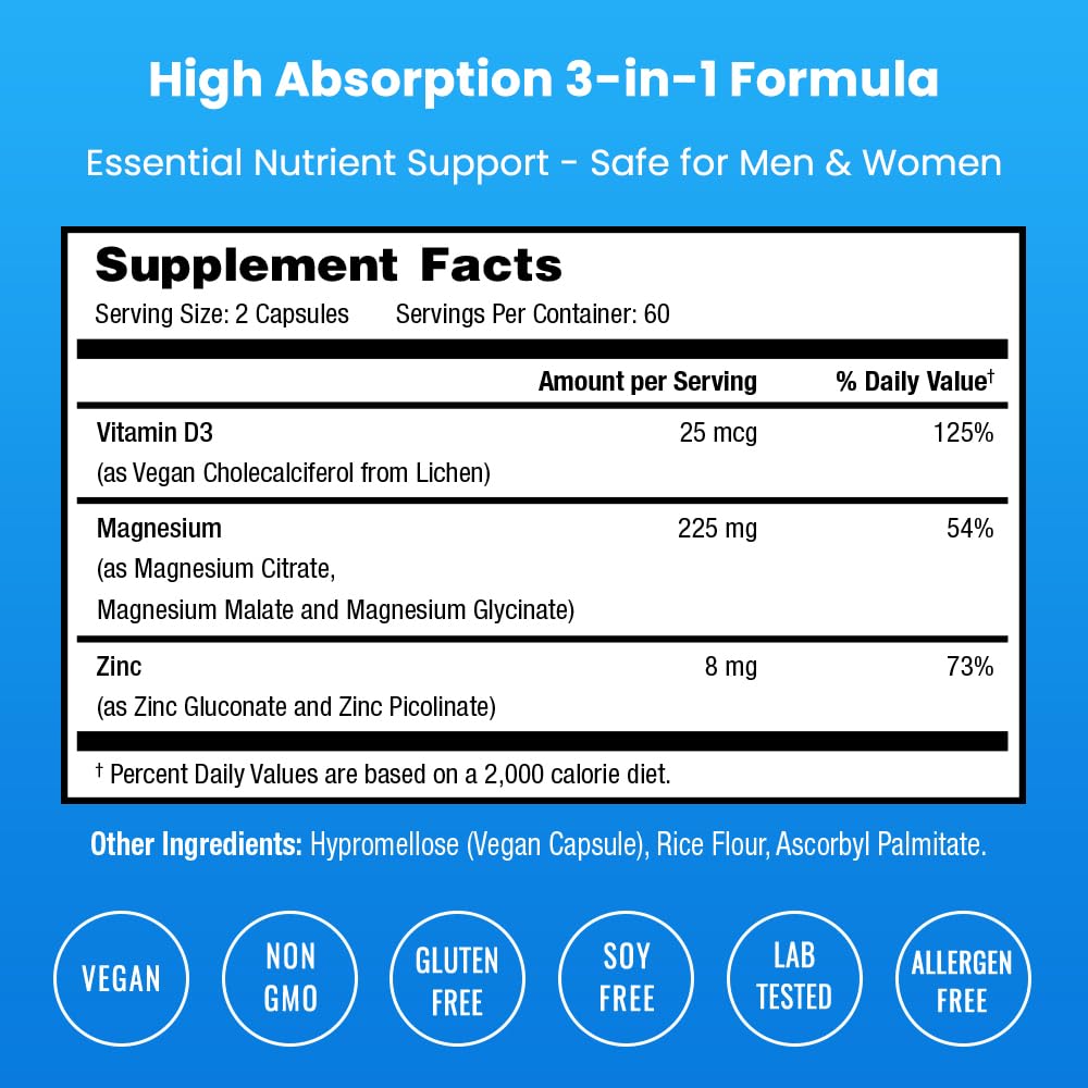 Foto 4 pulgar | Suplemento Nutrachamps De Magnesio, Zinc Y Vitamina D3, 120 Cápsulas - Venta Internacional.