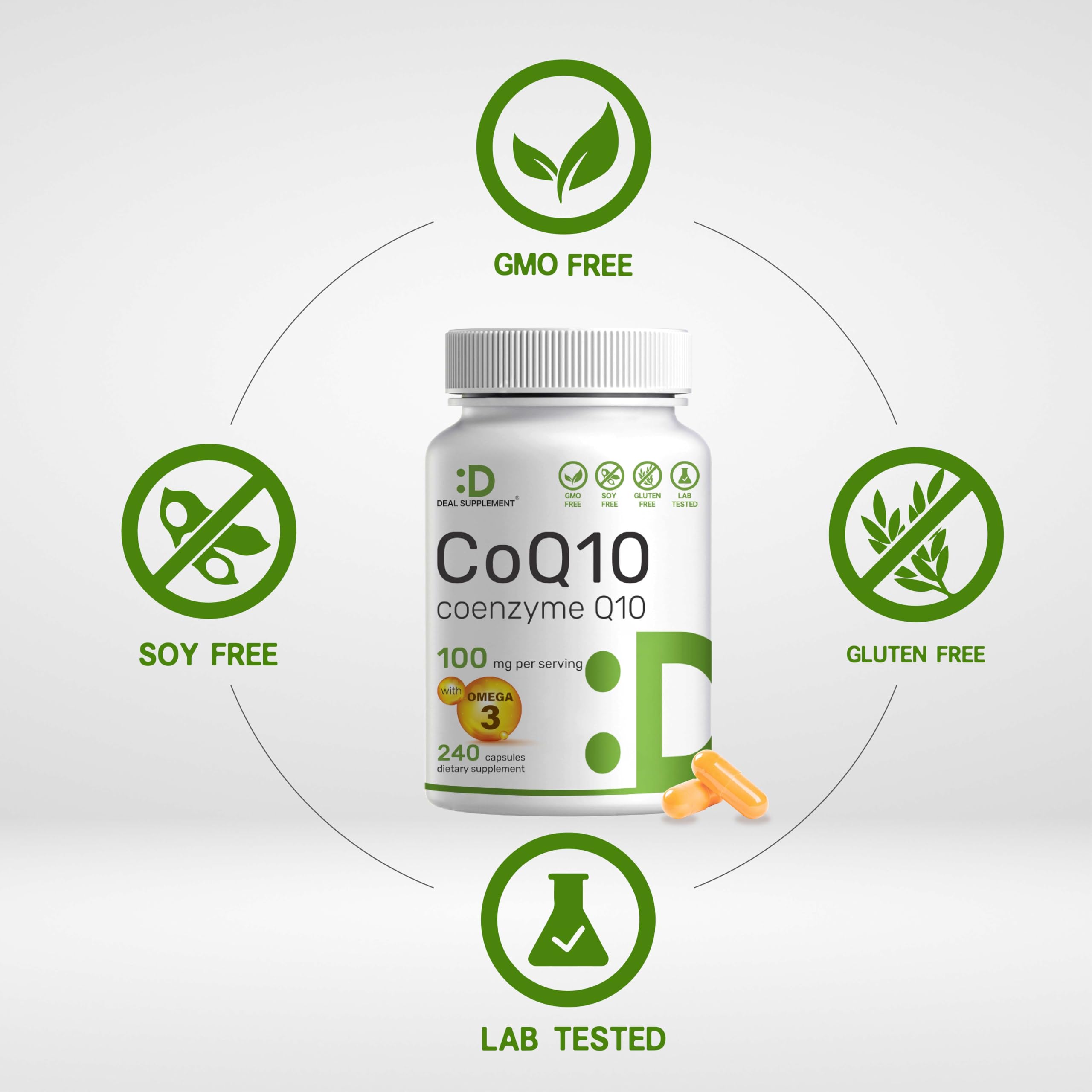 Foto 4 pulgar | Oferta De Suplementos: Suplemento De Coq10, 100 Mg Con Omega 3, 240 Cápsulas - Venta Internacional.