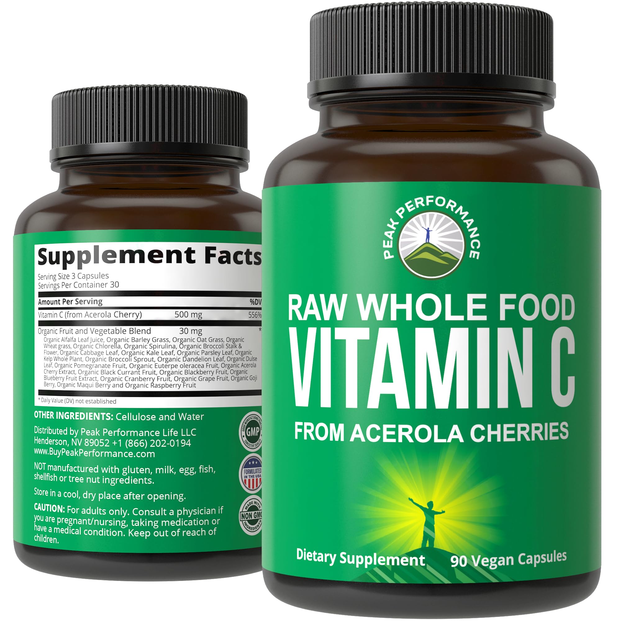 Foto 1 | Suplemento Peak Performance De Alimentos Integrales Crudos Con Vitamina C, 500 Mg - Venta Internacional.