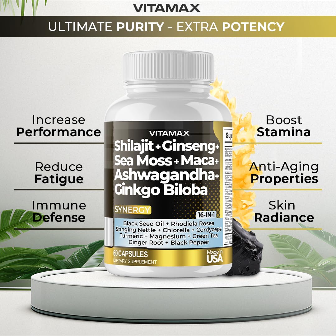 Foto 3 pulgar | Suplemento Vitamax Pure Shilajit Del Himalaya De 10,000 Mg De Ashwagandha - Venta Internacional.