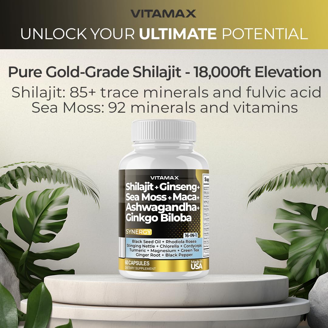 Foto 7 pulgar | Suplemento Vitamax Pure Shilajit Del Himalaya De 10,000 Mg De Ashwagandha - Venta Internacional.