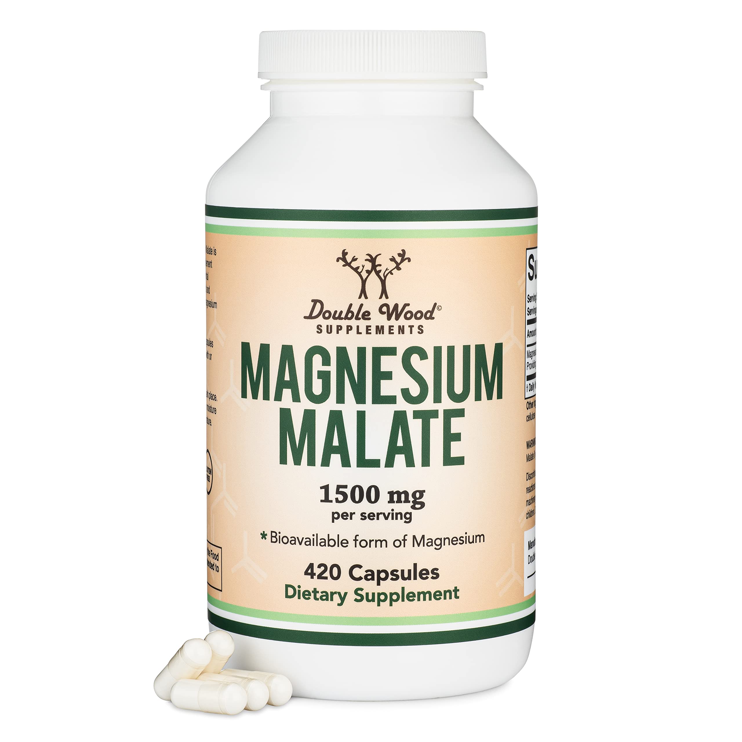 Foto 2 pulgar | Suplementos De Malato De Magnesio Double Wood 1500 Mg 420 Cápsulas - Venta Internacional.