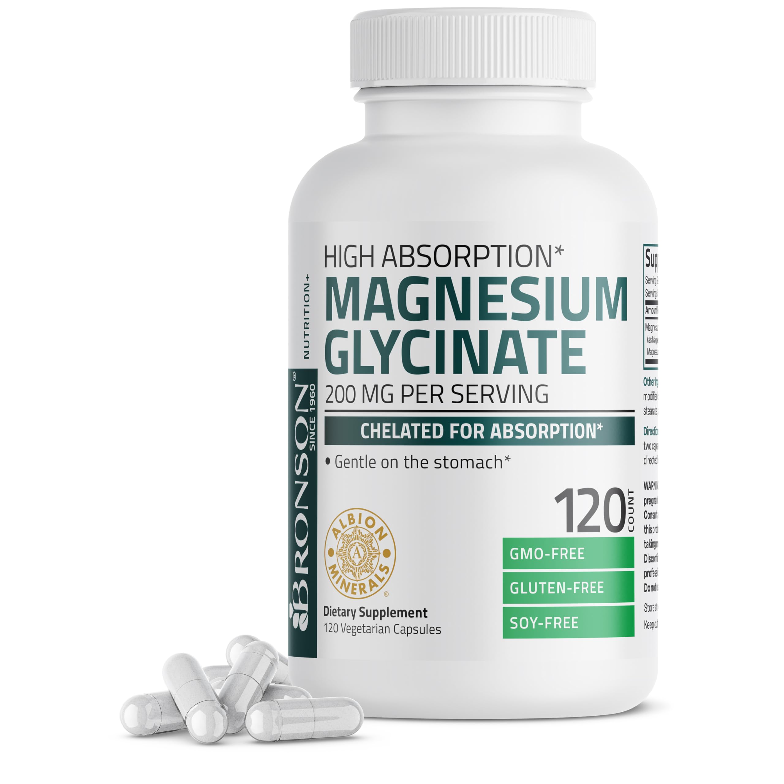 Foto 1 | Suplemento De Glicinato De Magnesio Bronson 200 Mg 120 Cápsulas - Venta Internacional.