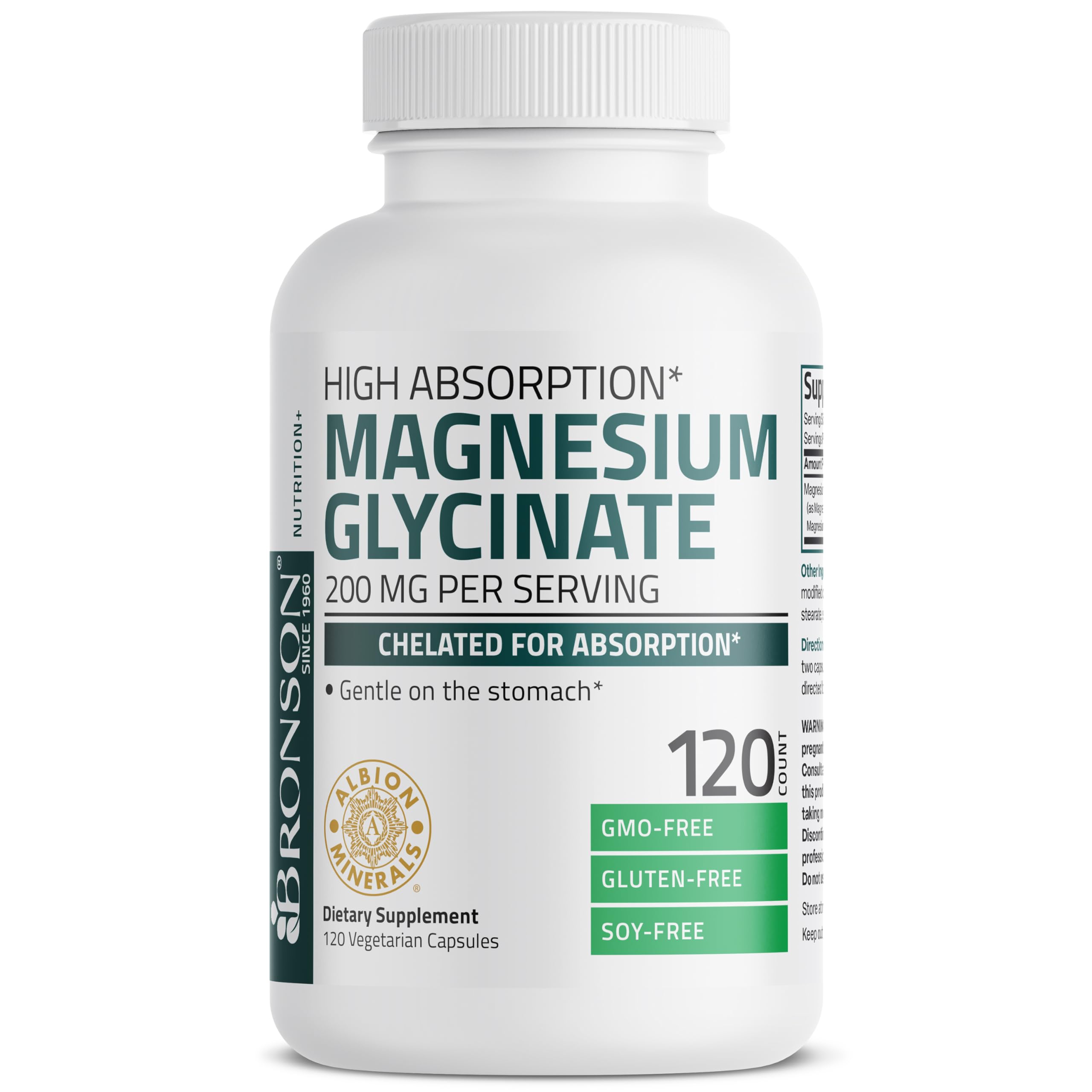 Foto 4 pulgar | Suplemento De Glicinato De Magnesio Bronson 200 Mg 120 Cápsulas - Venta Internacional.