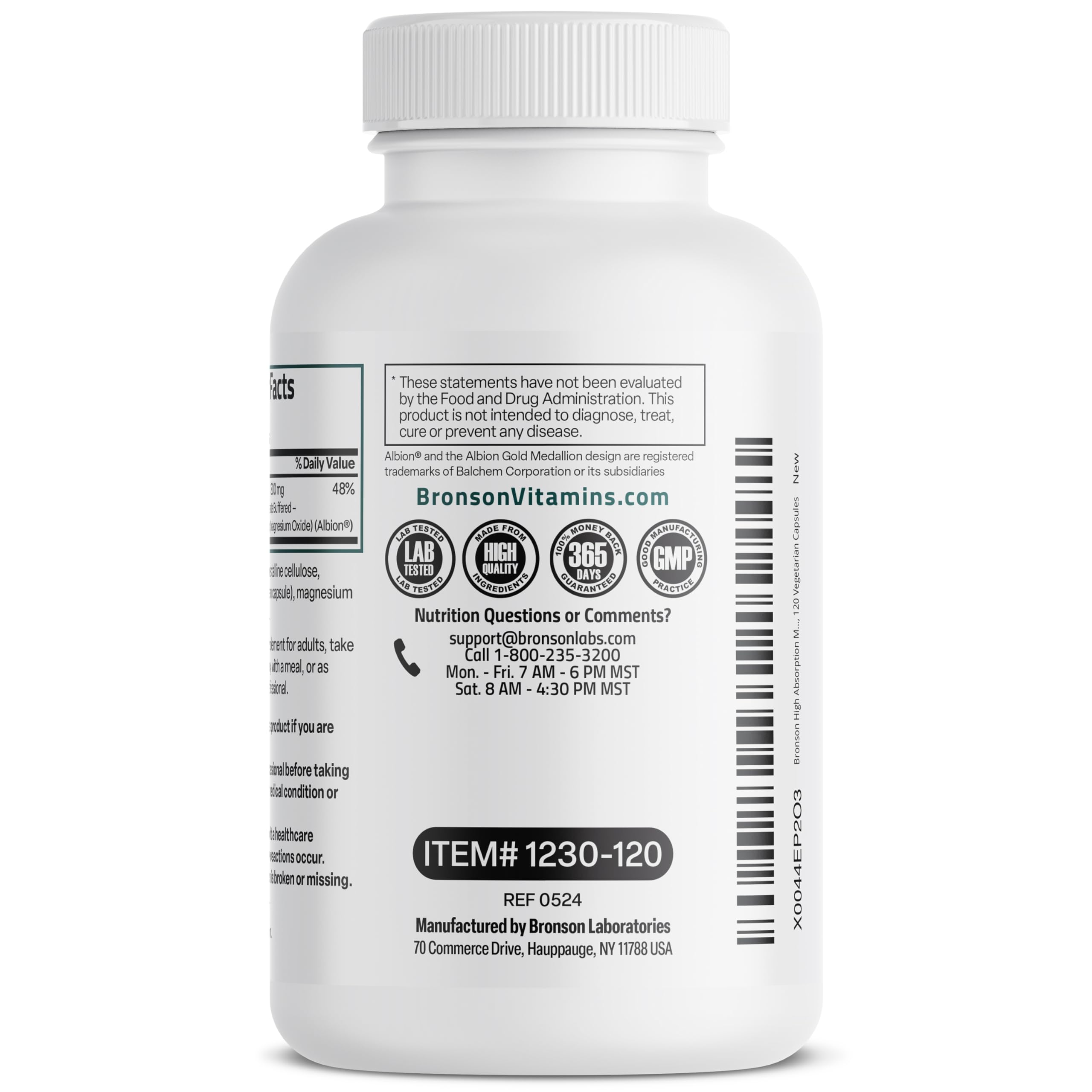 Foto 5 | Suplemento De Glicinato De Magnesio Bronson 200 Mg 120 Cápsulas - Venta Internacional.