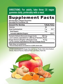 Foto 2 | Suplemento De Gomitas De Cúrcuma Y Jengibre De Nature's Truth, 70 Unidades - Venta Internacional.