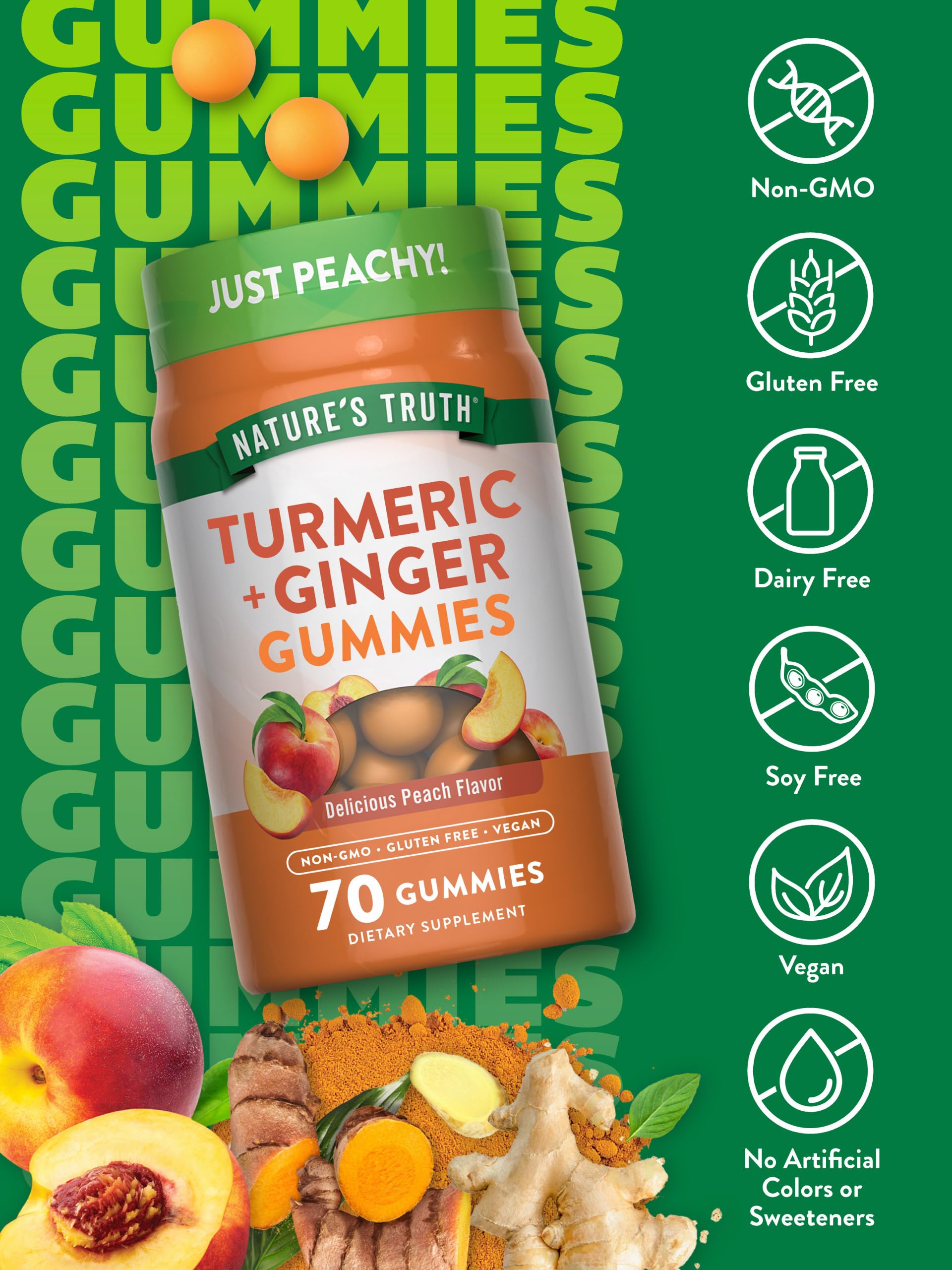 Foto 3 | Suplemento De Gomitas De Cúrcuma Y Jengibre De Nature's Truth, 70 Unidades - Venta Internacional.