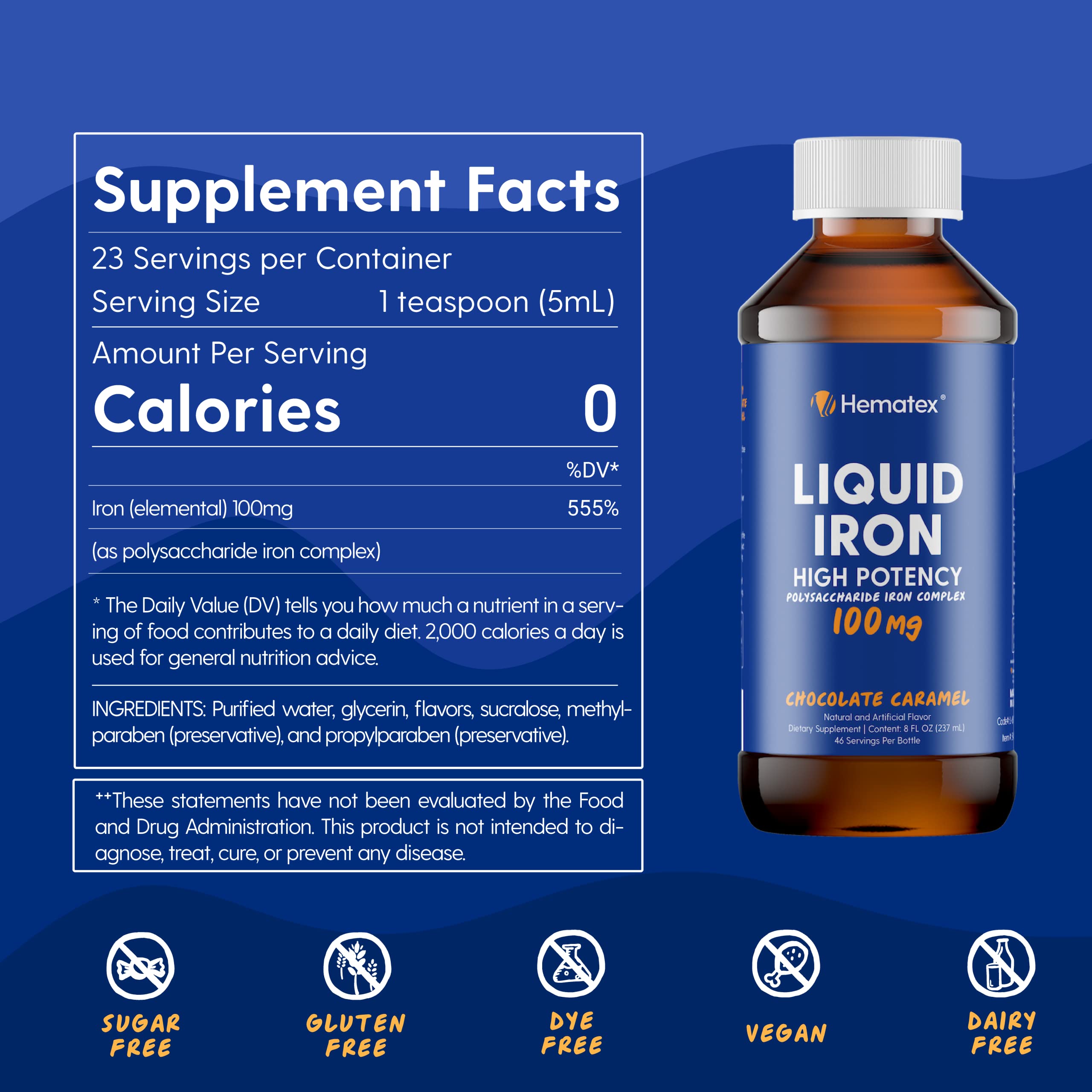 Foto 5 pulgar | Suplementos De Hierro Hematex High Potency Liquid 100 Mg Para Hombres - Venta Internacional.