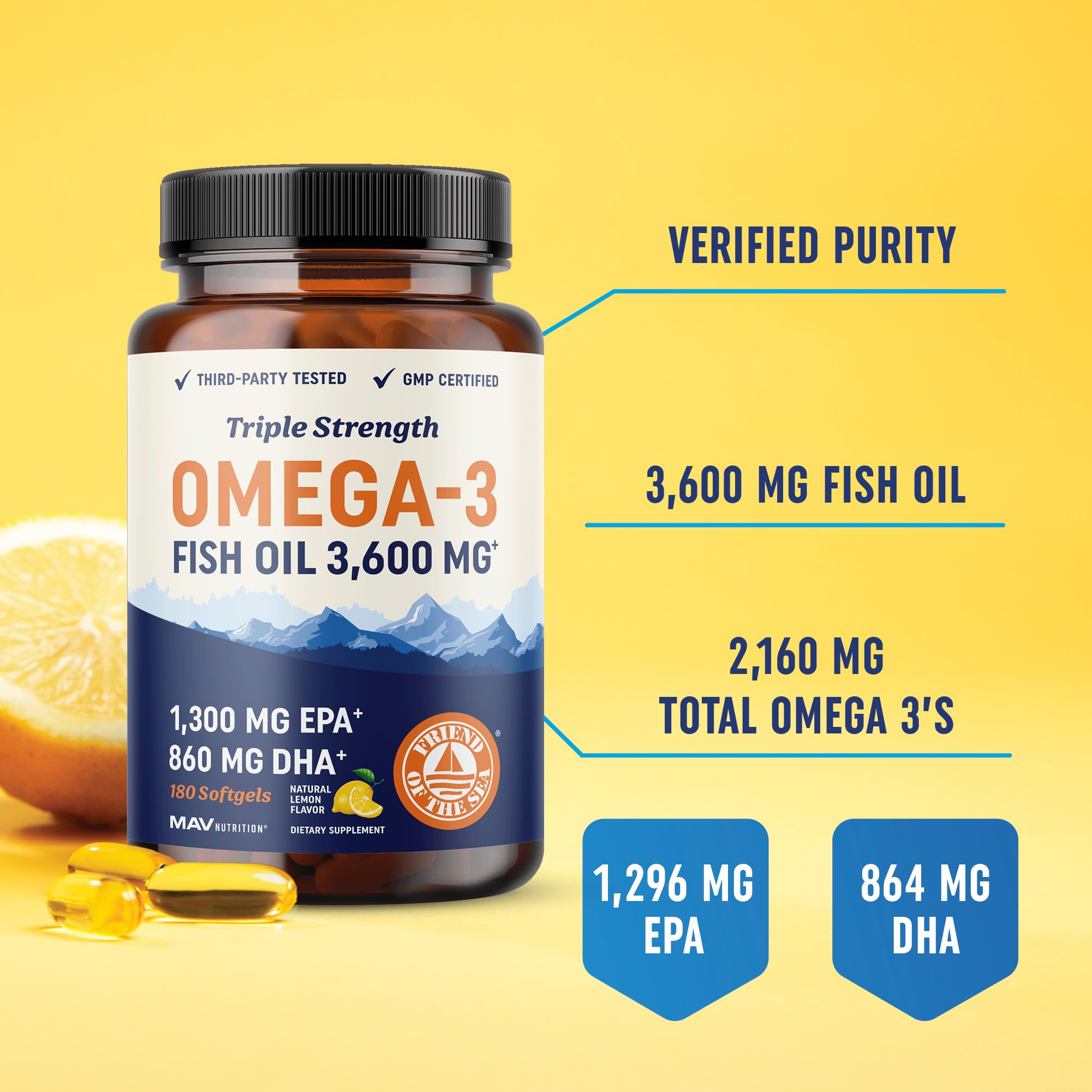 Foto 3 pulgar | Suplemento De Aceite De Pescado Omega 3 De Triple Potencia De Mav Nutrition - Venta Internacional.