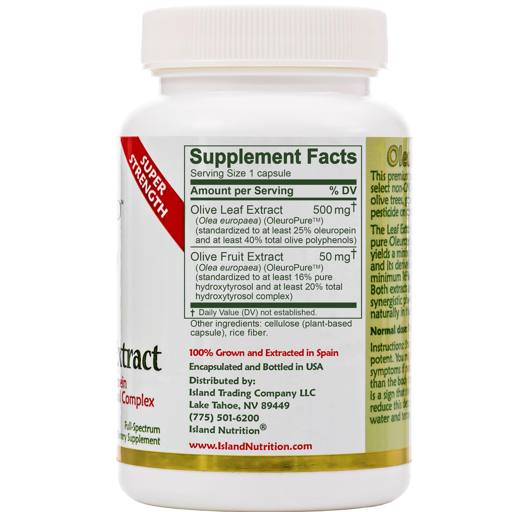 Foto 3 pulgar | Extracto De Hoja De Olivo Supplement Island Nutrition 90 Cápsulas - Venta Internacional.