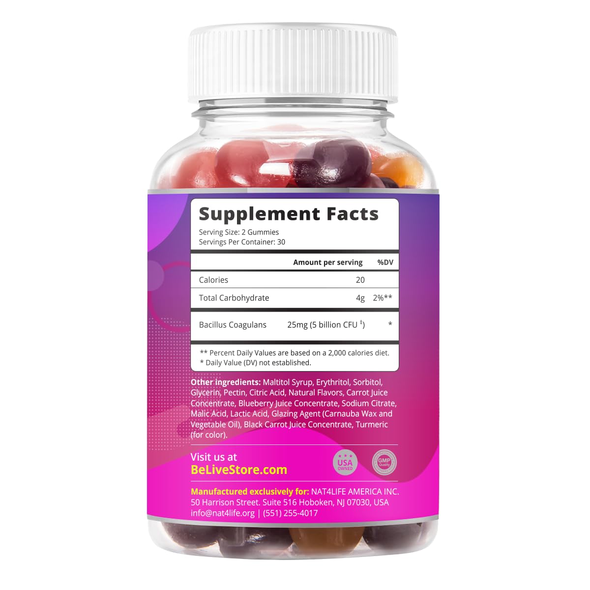 Foto 3 pulgar | Gomitas Probióticas Belive Probiotics, 5 Mil Millones De Ufc, 60 Unidades - Venta Internacional.