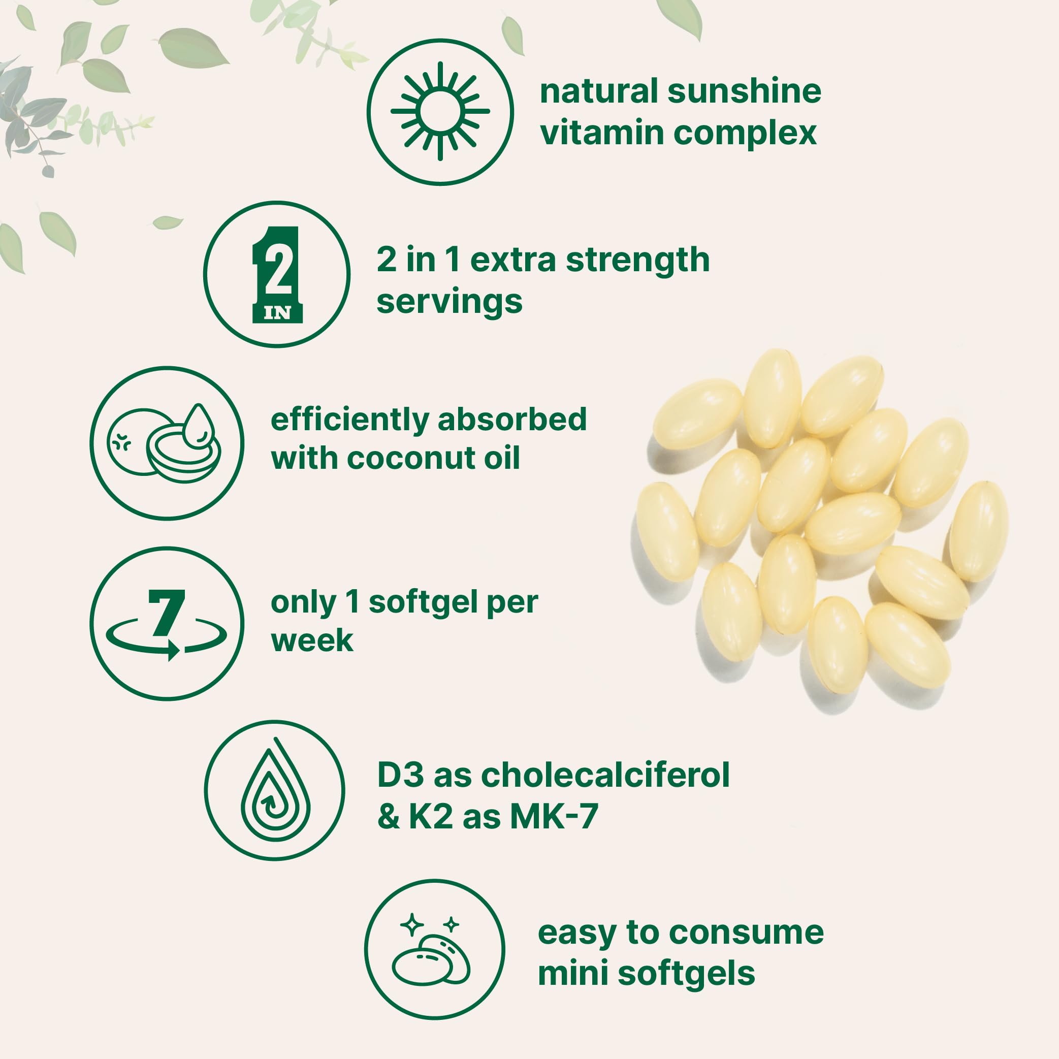Foto 5 pulgar | Suplemento De Microingredientes: Vitamina D3, 50 000 Ui + K2, 200 Mcg - Venta Internacional.