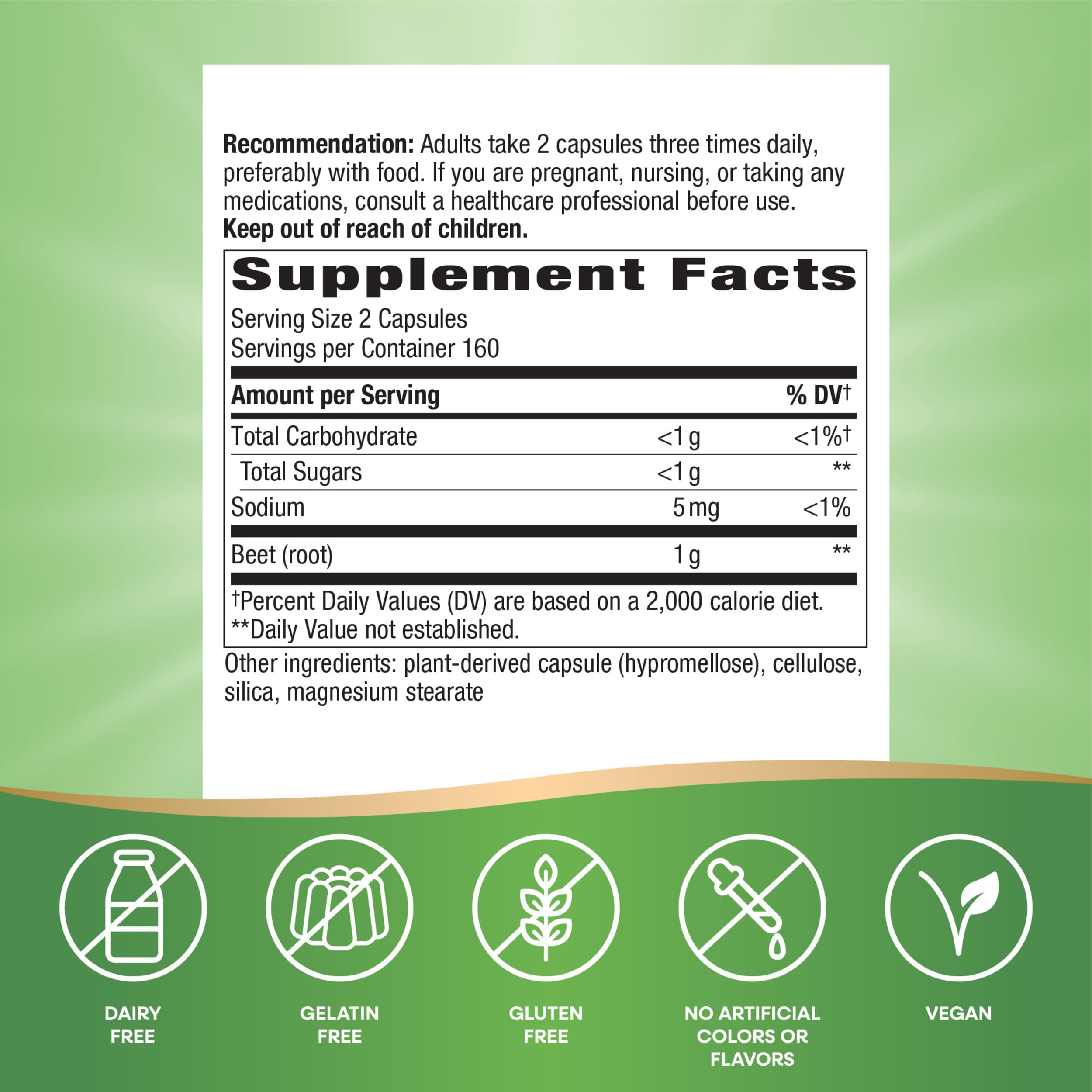 Foto 5 | Suplemento De Raíz De Remolacha De Nature's Way 320 Cápsulas De 1000 Mg - Venta Internacional.