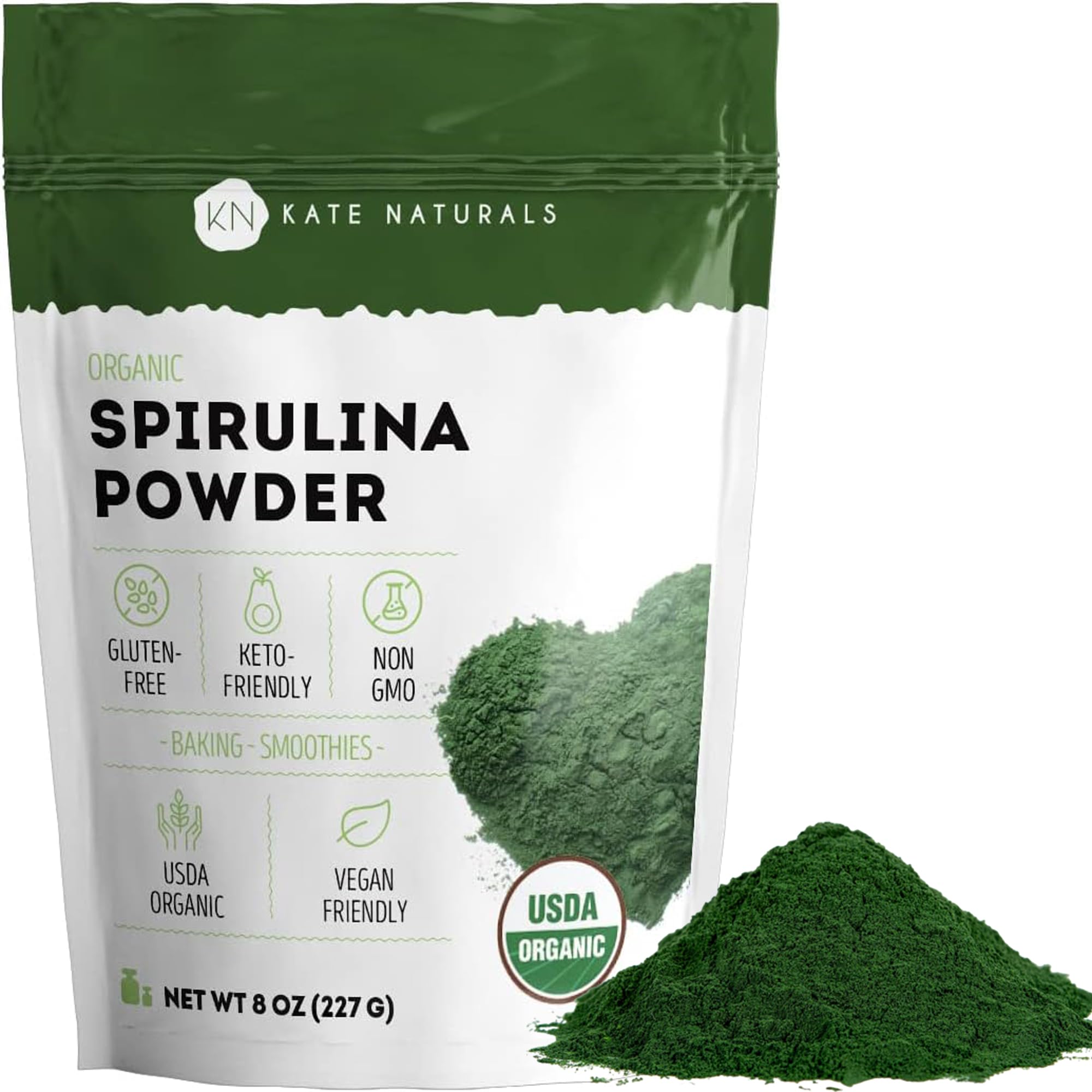 Foto 2 pulgar | Espirulina En Polvo Kate Naturals Organic 240 Ml Para Apoyo Inmunológico - Venta Internacional.