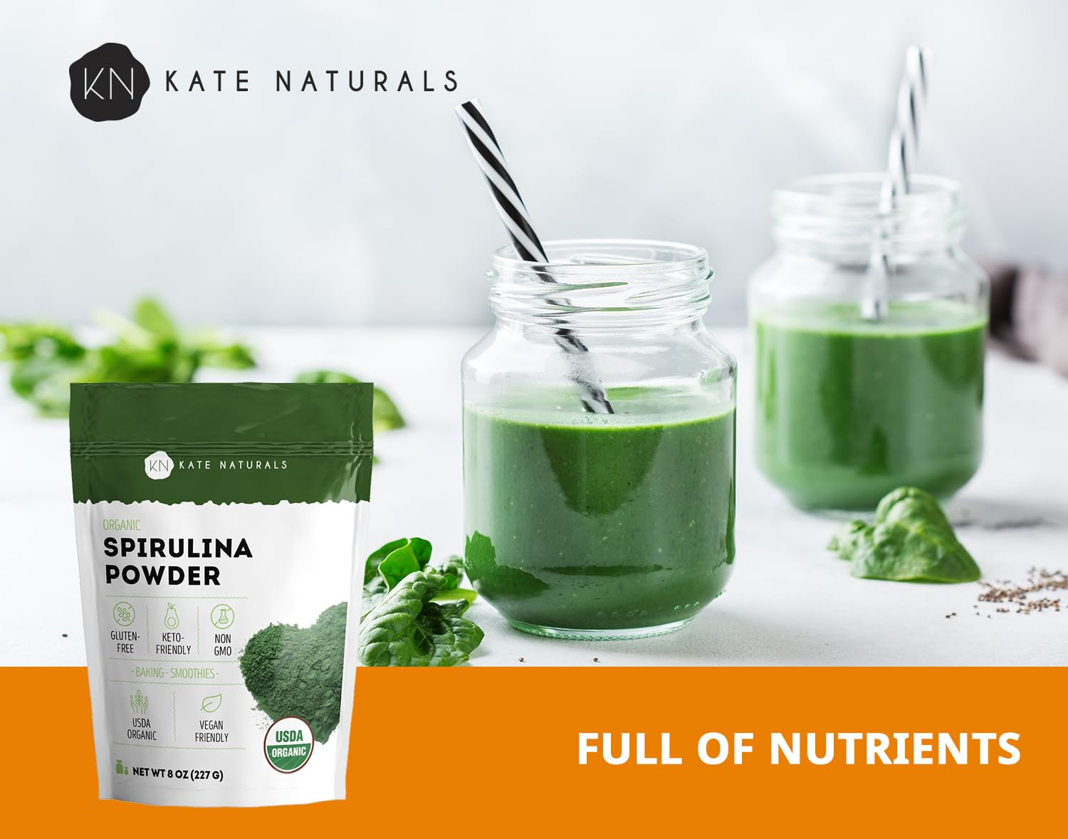 Foto 6 pulgar | Espirulina En Polvo Kate Naturals Organic 240 Ml Para Apoyo Inmunológico - Venta Internacional.