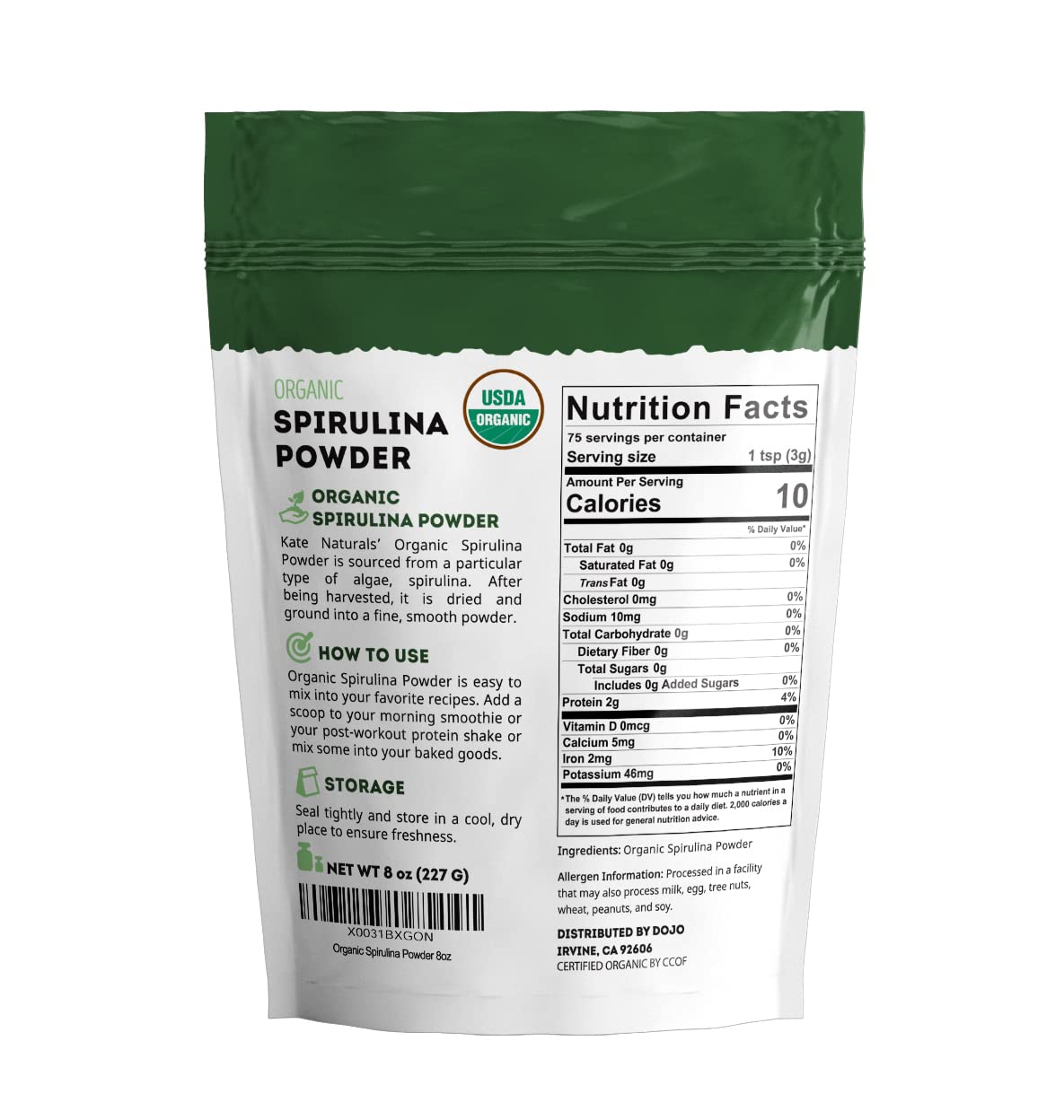Foto 8 pulgar | Espirulina En Polvo Kate Naturals Organic 240 Ml Para Apoyo Inmunológico - Venta Internacional.