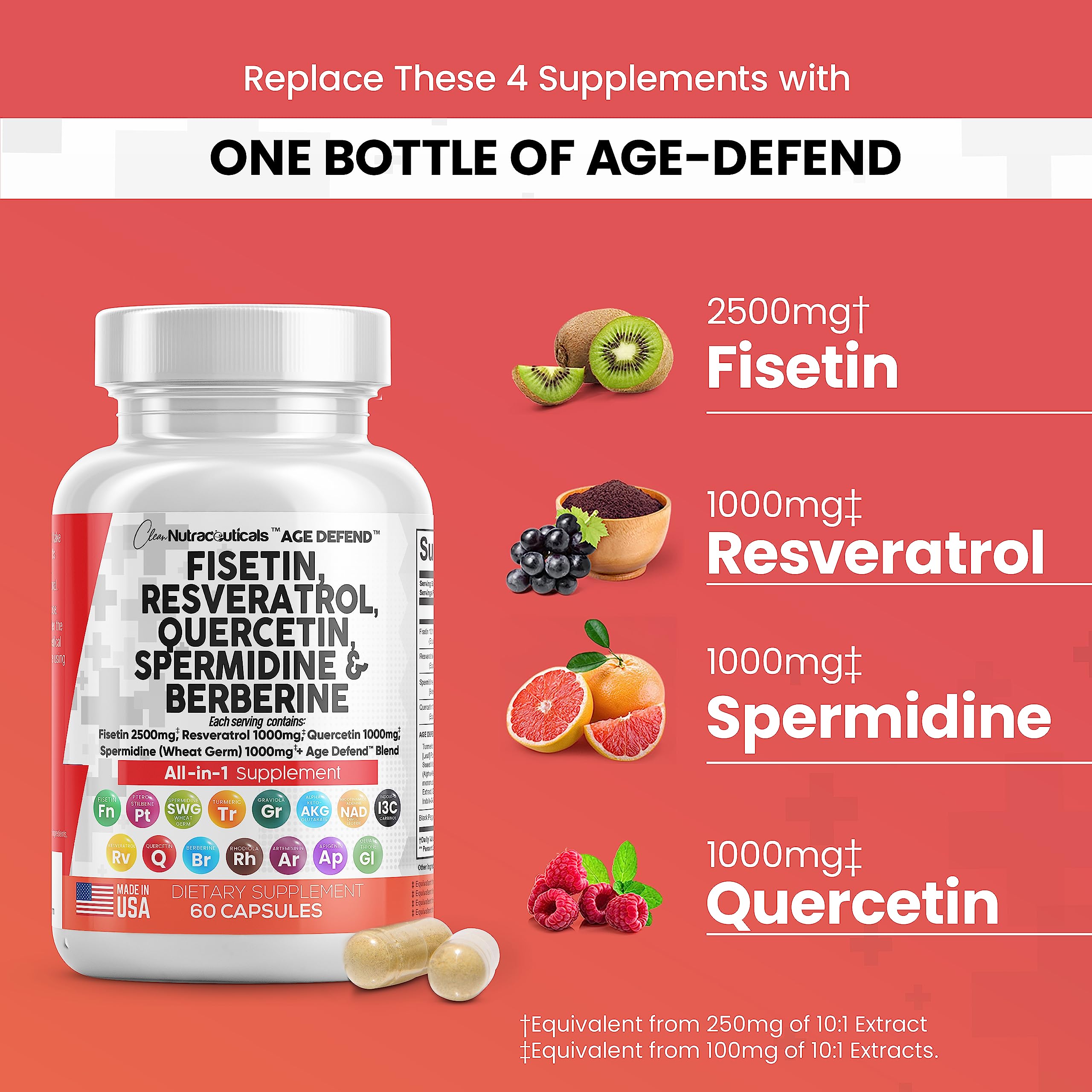 Foto 3 pulgar | Suplemento Clean Nutraceuticals Age Defend Fisetin 2500 Mg - Venta Internacional.