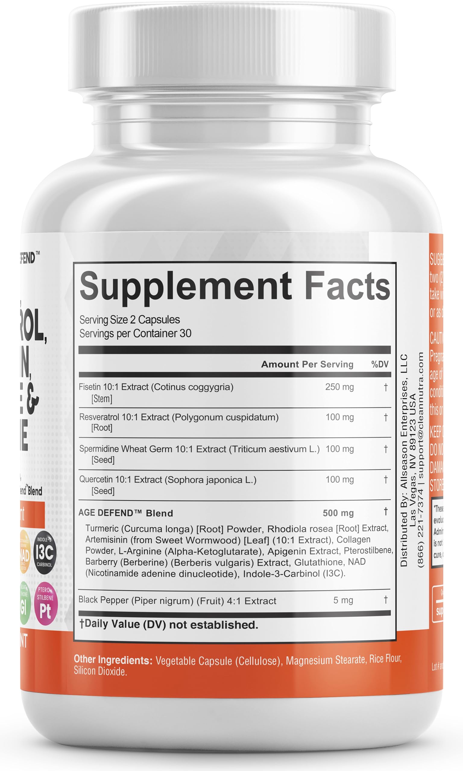 Foto 7 pulgar | Suplemento Clean Nutraceuticals Age Defend Fisetin 2500 Mg - Venta Internacional.