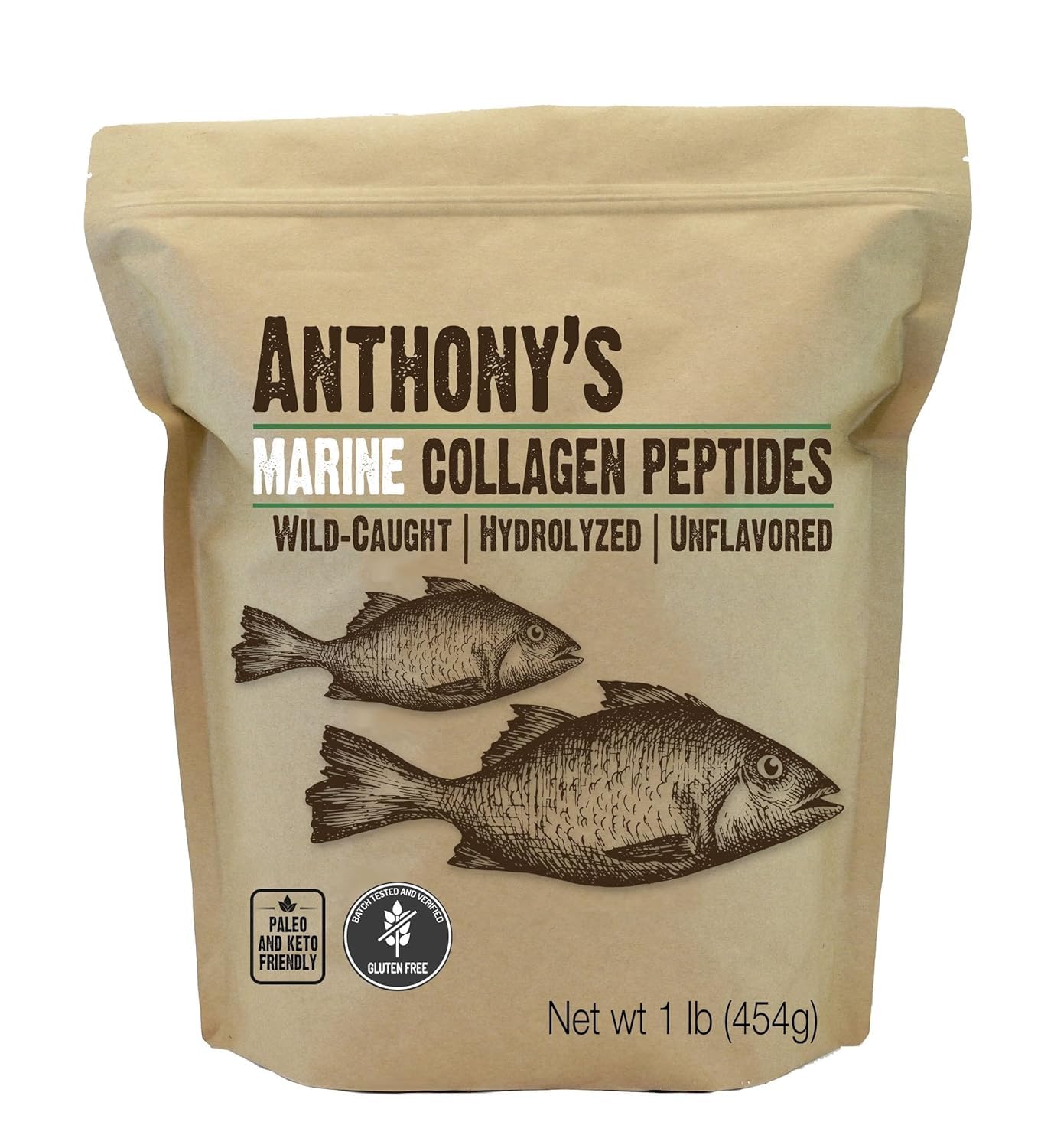Foto 1 | Suplemento De Colágeno Marino Hidrolizado Anthony's, 454 G - Venta Internacional.
