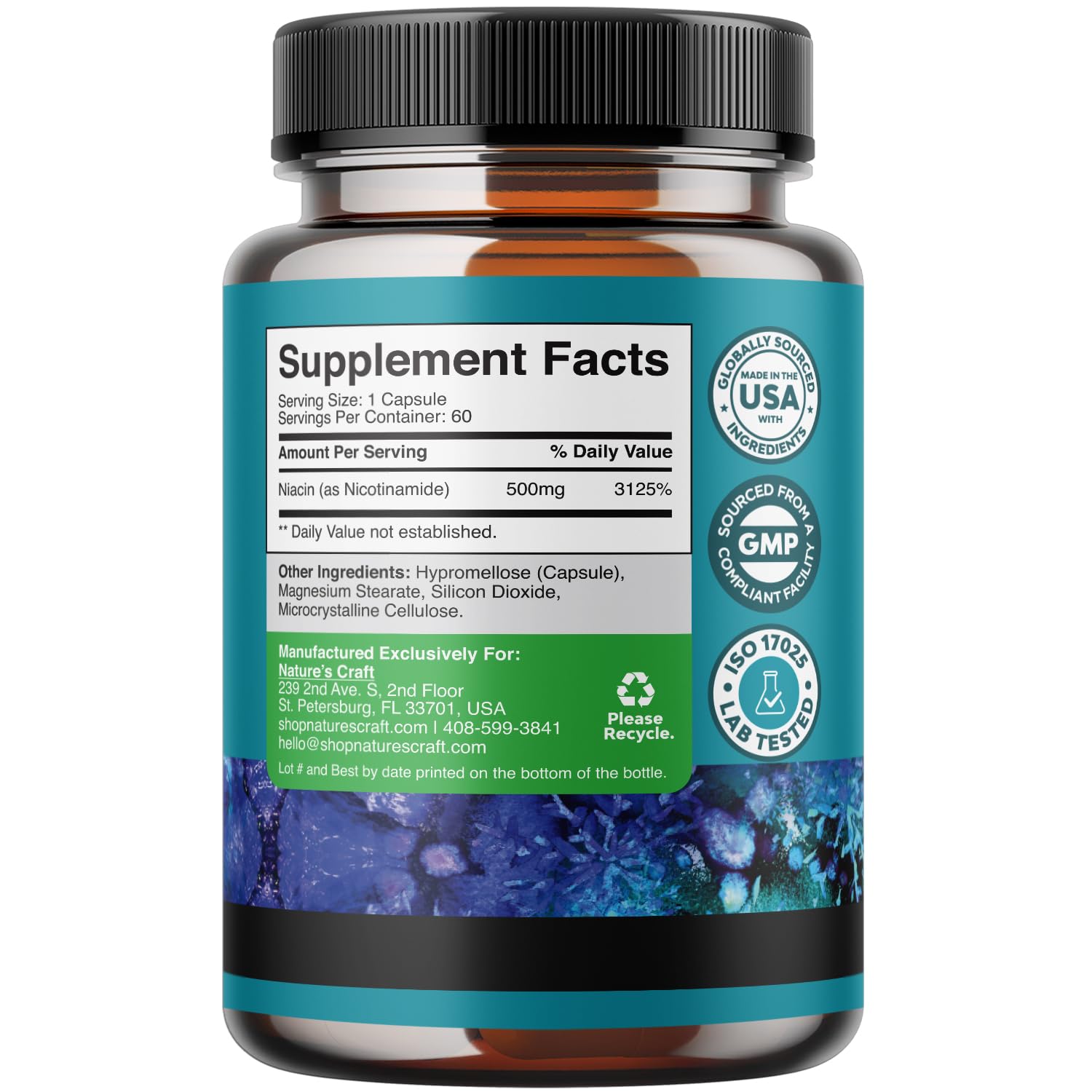 Foto 3 pulgar | Suplemento Natures Craft Con Vitamina B3 Y Niacinamida, 500 Mg, 60 Cápsulas - Venta Internacional.