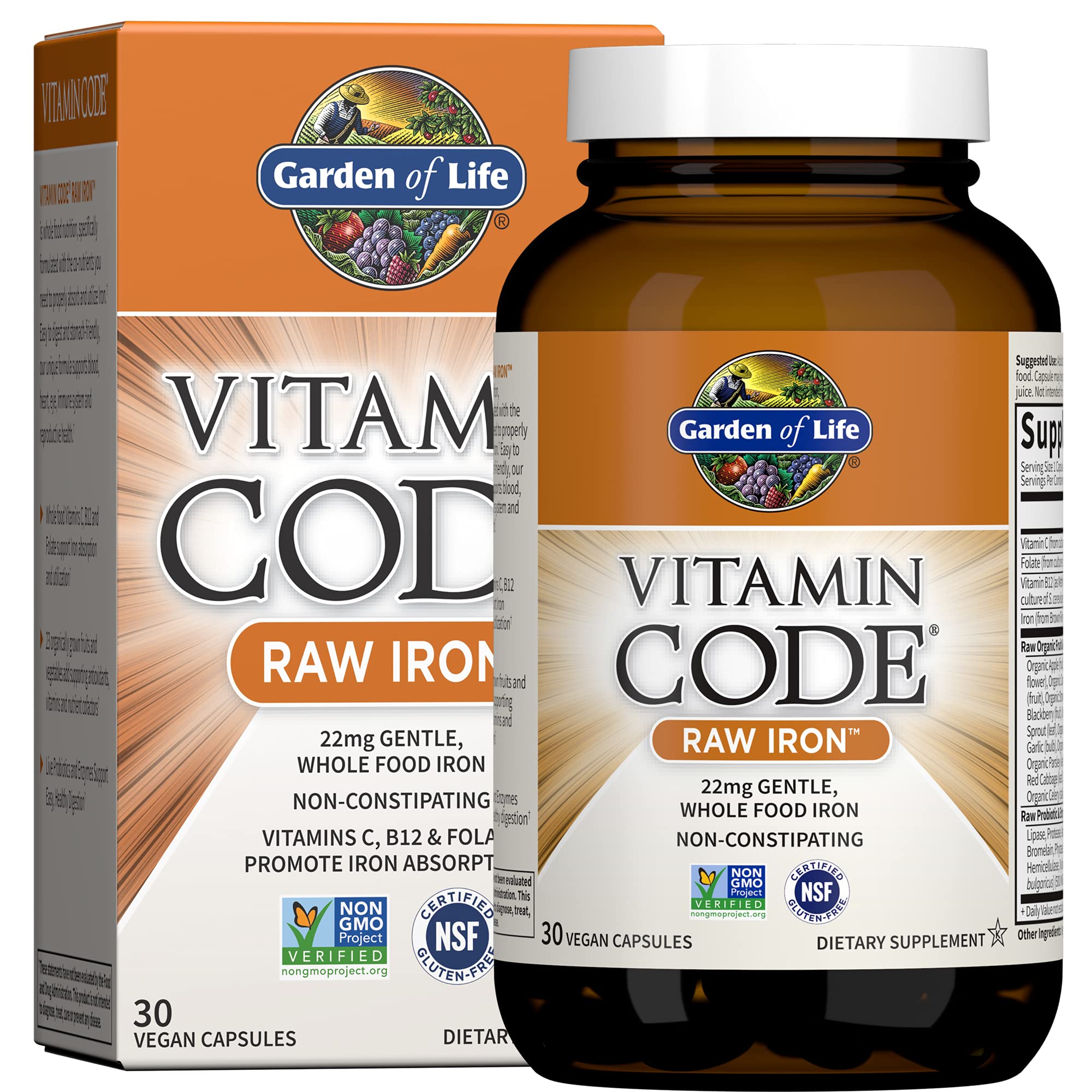 Foto 2 pulgar | Suplemento Garden Of Life Vitamin Code Raw Iron 30 Cápsulas - Venta Internacional.