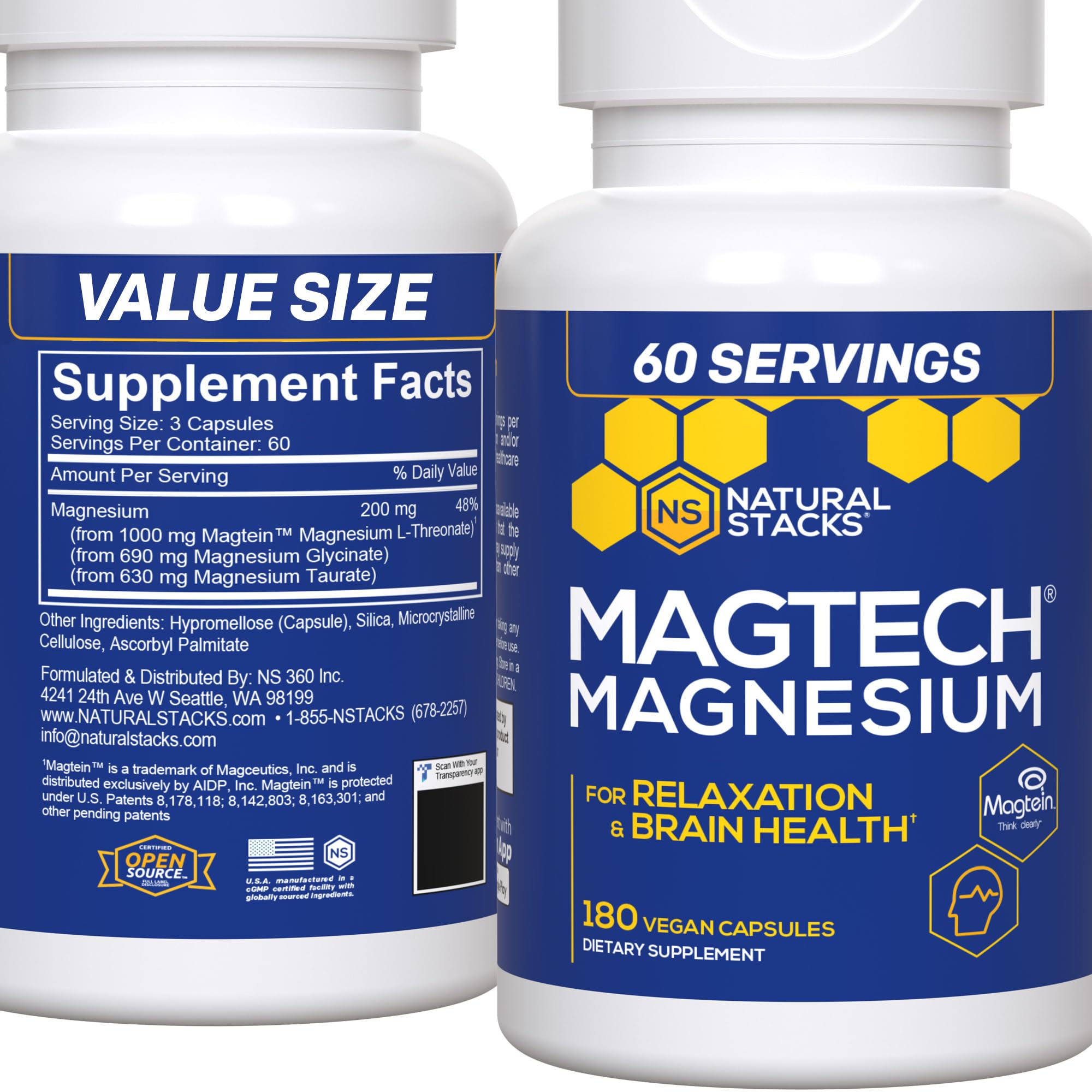 Foto 1 | Suplemento Natural Stacks Magtech Magmagnesio 180 Cápsulas - Venta Internacional.