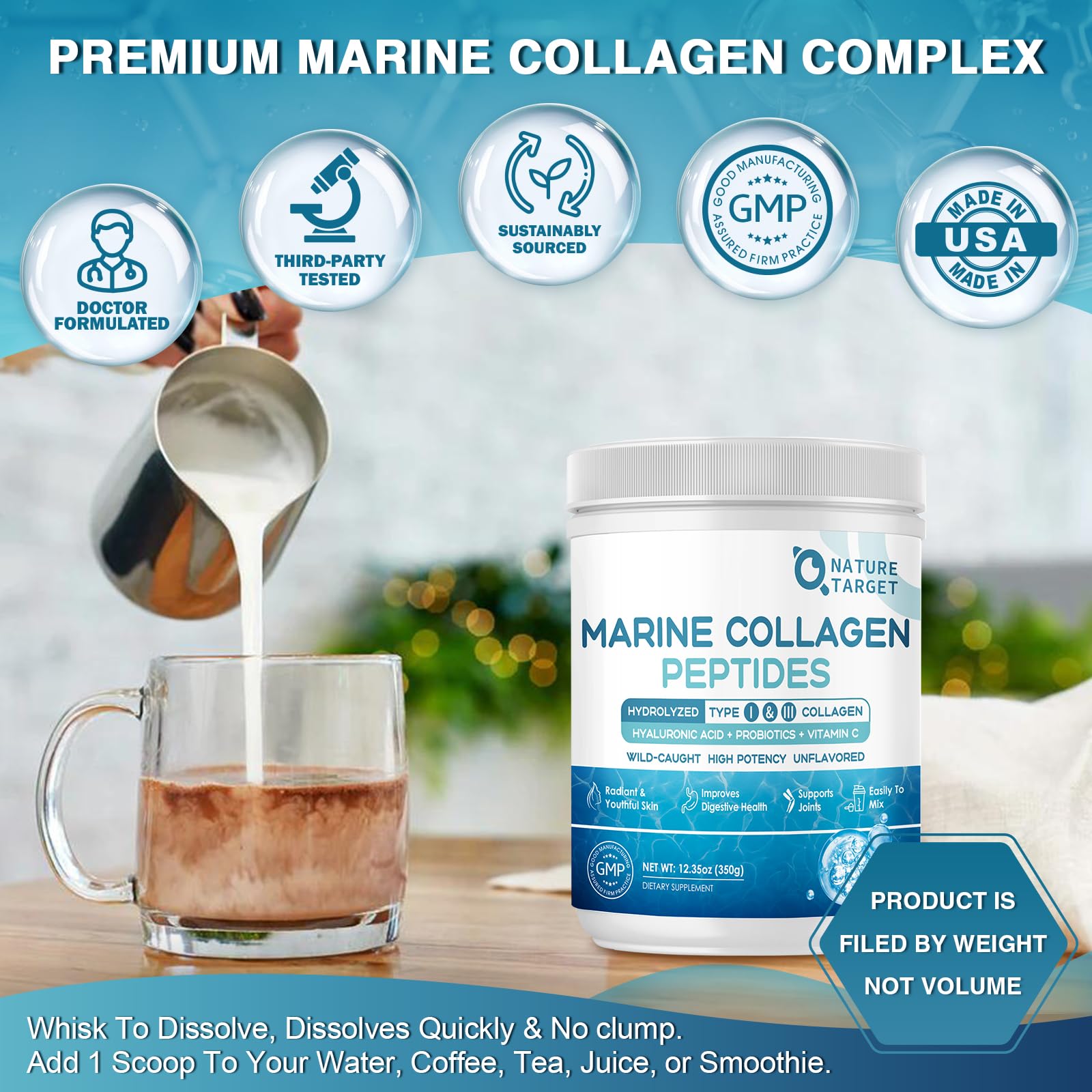 Foto 7 | Péptidos De Colágeno En Polvo Nature Target Marine Tipo I Y Iii - Venta Internacional.