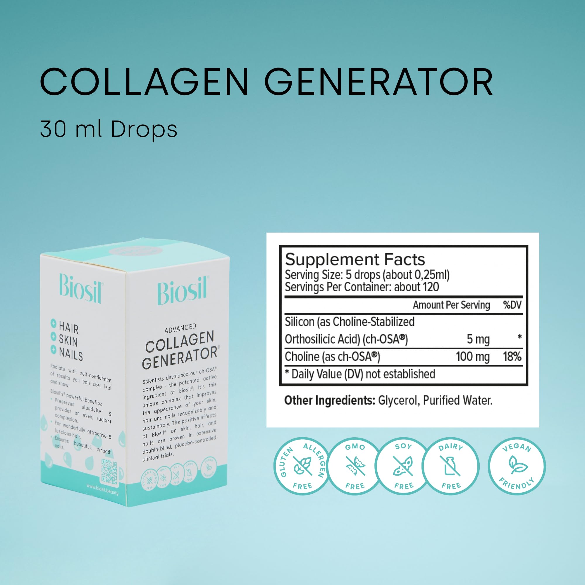 Foto 3 pulgar | Suplemento Generador De Colágeno Biosil, 30 Ml, Suministro Para 60 Días - Venta Internacional.