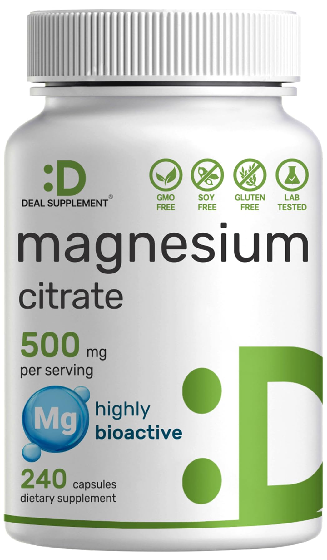 Foto 2 pulgar | Suplemento De Oferta De Citrato De Magnesio, 500 Mg, 240 Cápsulas - Venta Internacional.
