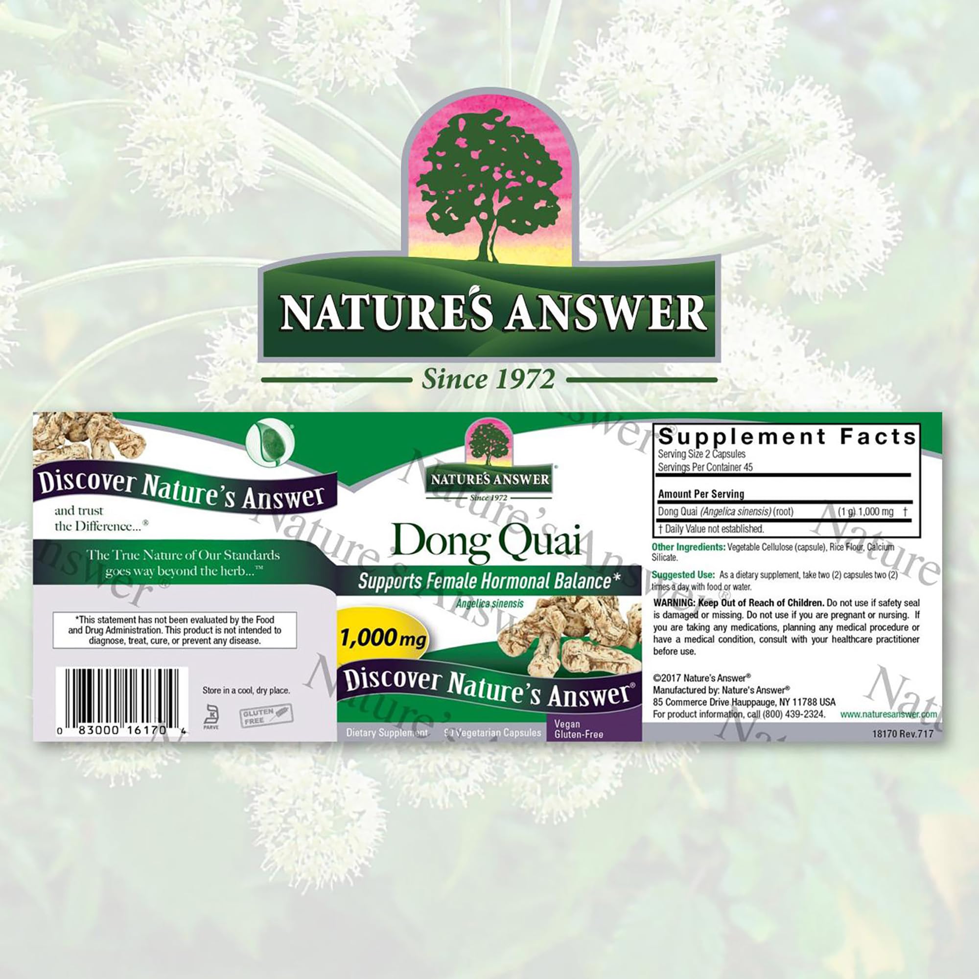Foto 3 pulgar | Suplemento Nature's Answer Dong Quai Root 1000 Mg 90 Cápsulas - Venta Internacional.