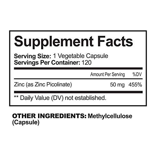 Foto 3 pulgar | Suplemento De Zinc Nutriflair Picolinato De Zinc 50 Mg 120 Cápsulas - Venta Internacional.