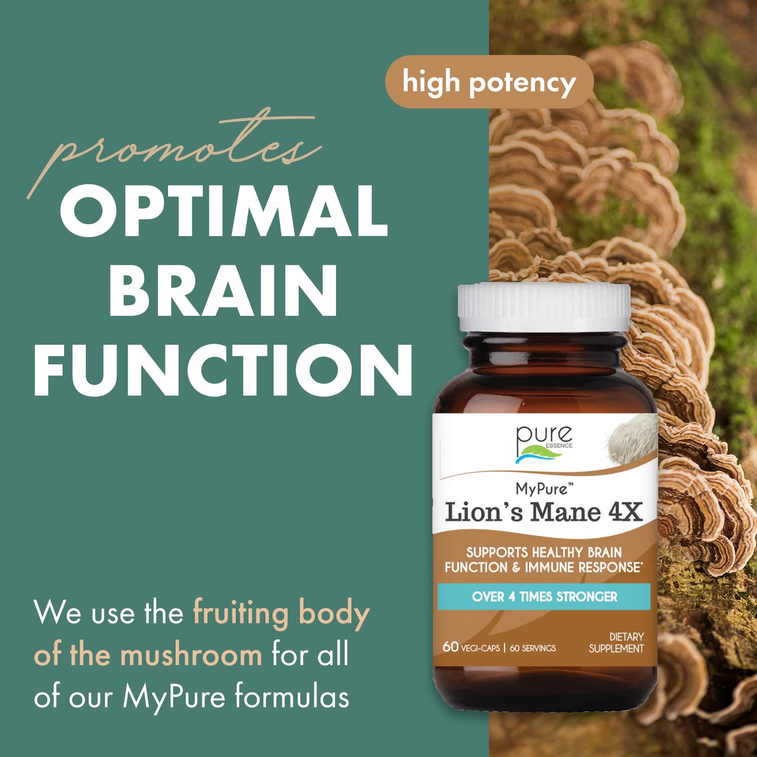 Foto 2 | Suplemento Mypure Lion's Mane 4x de Pure Essence Labs - Venta Internacional