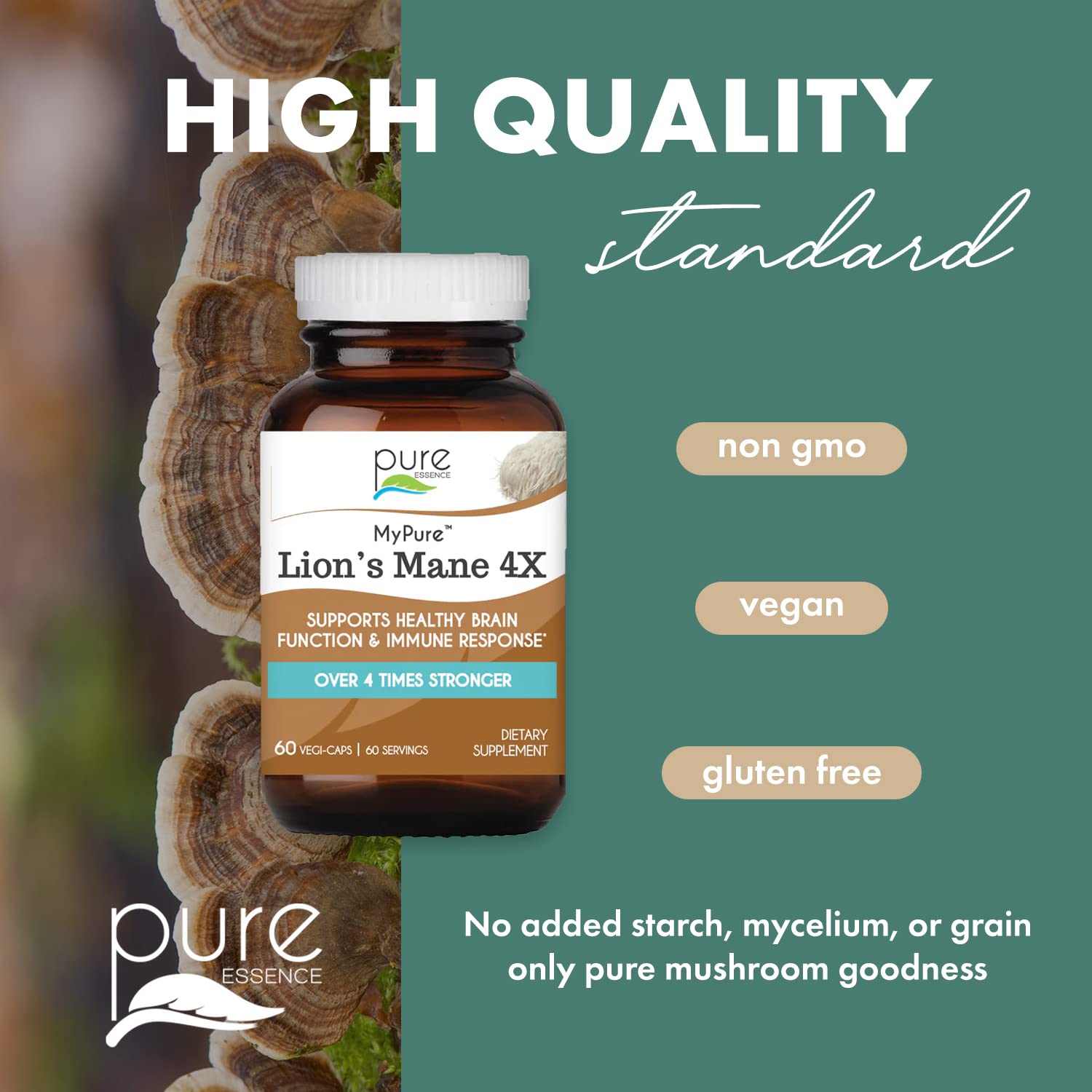 Foto 5 | Suplemento Mypure Lion's Mane 4x de Pure Essence Labs - Venta Internacional